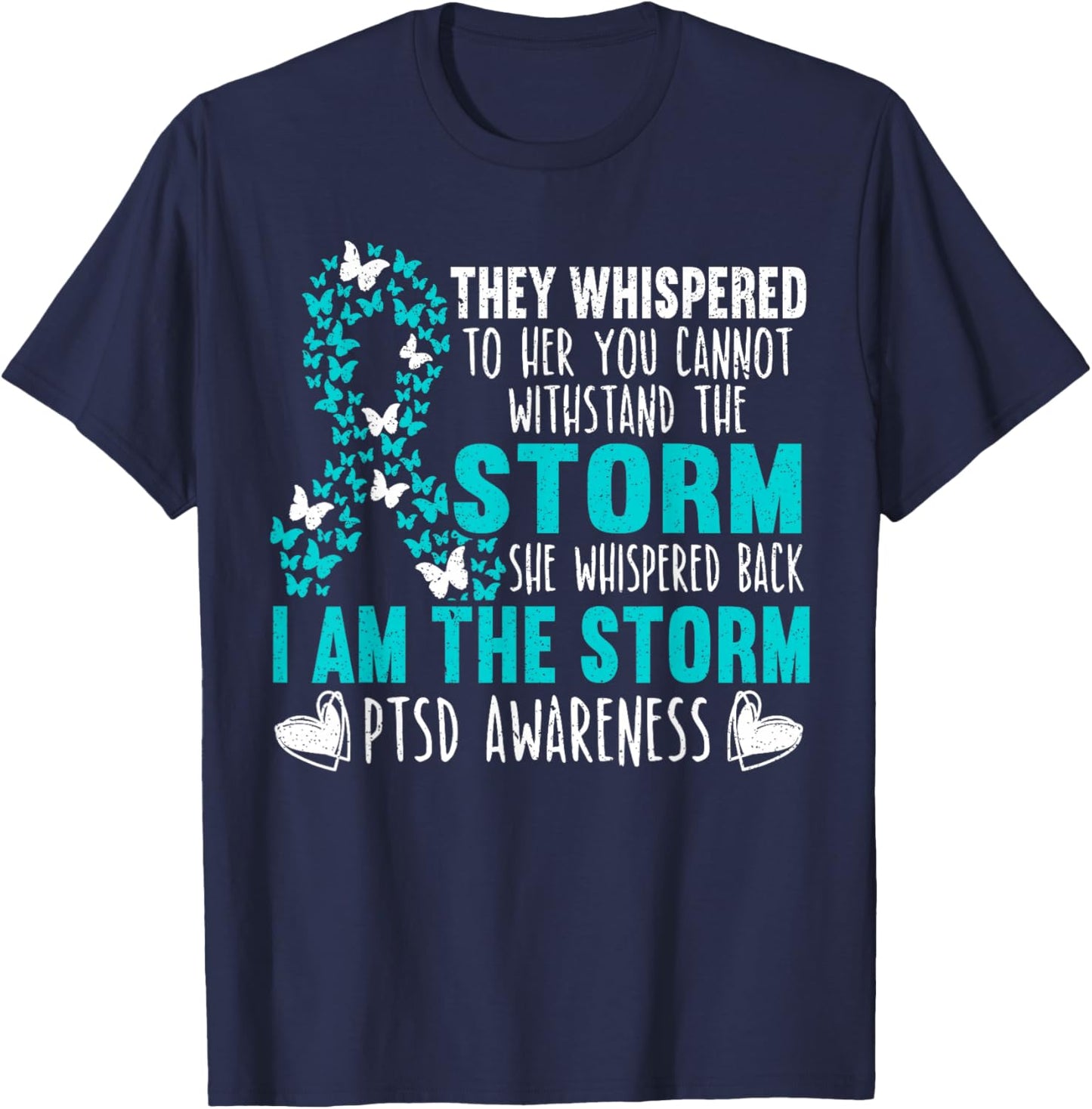 PTSD Awareness Butterfly Posttraumatic Stress Disorder T-Shirt - T-Shirt | Navy