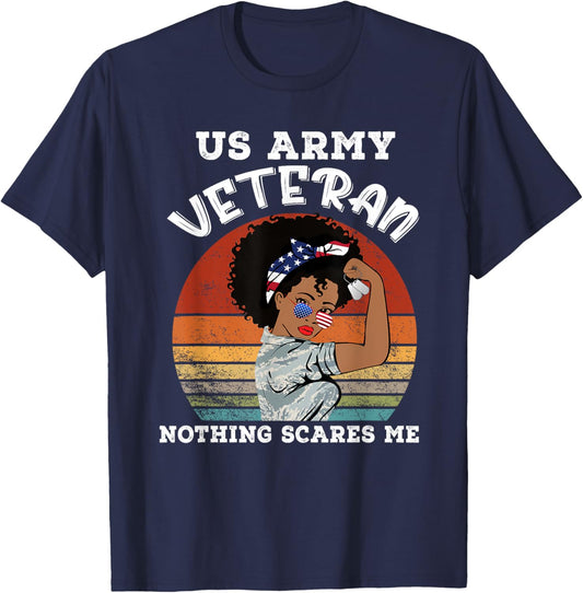 African American Woman Army Veteran Black Woman Army Veteran T-Shirt - T-Shirt | Navy