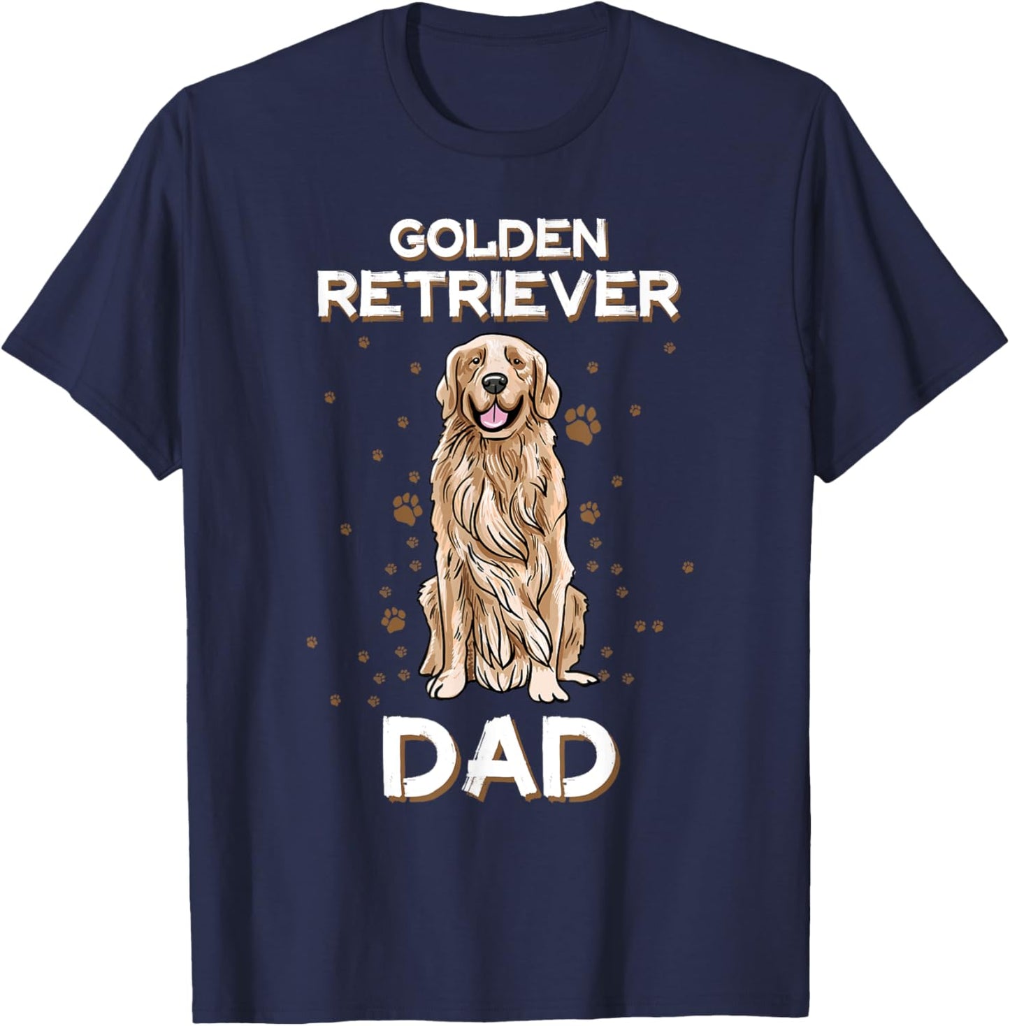 Golden Retriever Dad Dog Illustration Golden Retriever Owner Men T-Shirt - T-Shirt | Navy