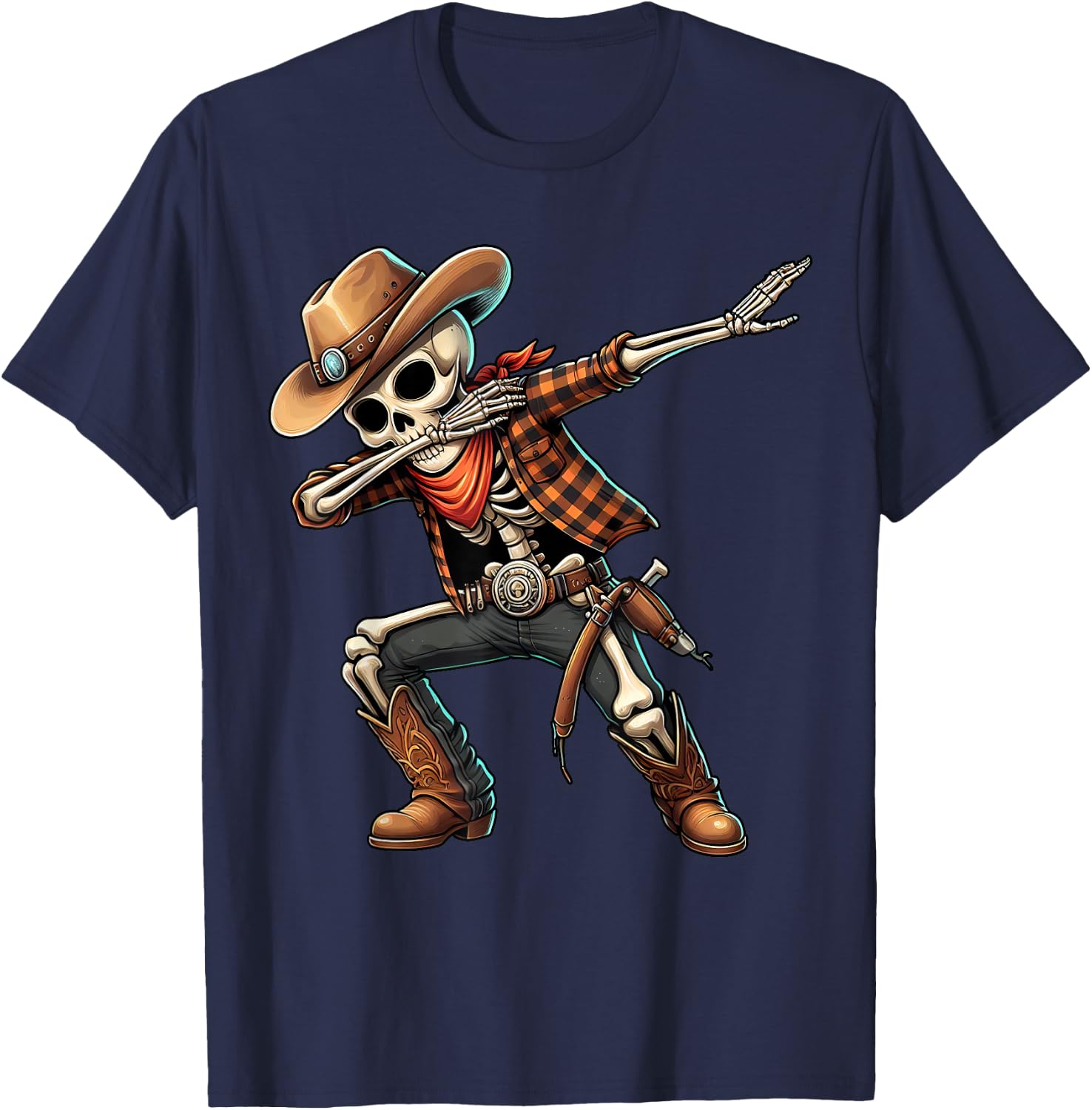 Dabbing Skeleton Cowboy Halloween Costume for Kids Boys Men T-Shirt - T-Shirt | Navy