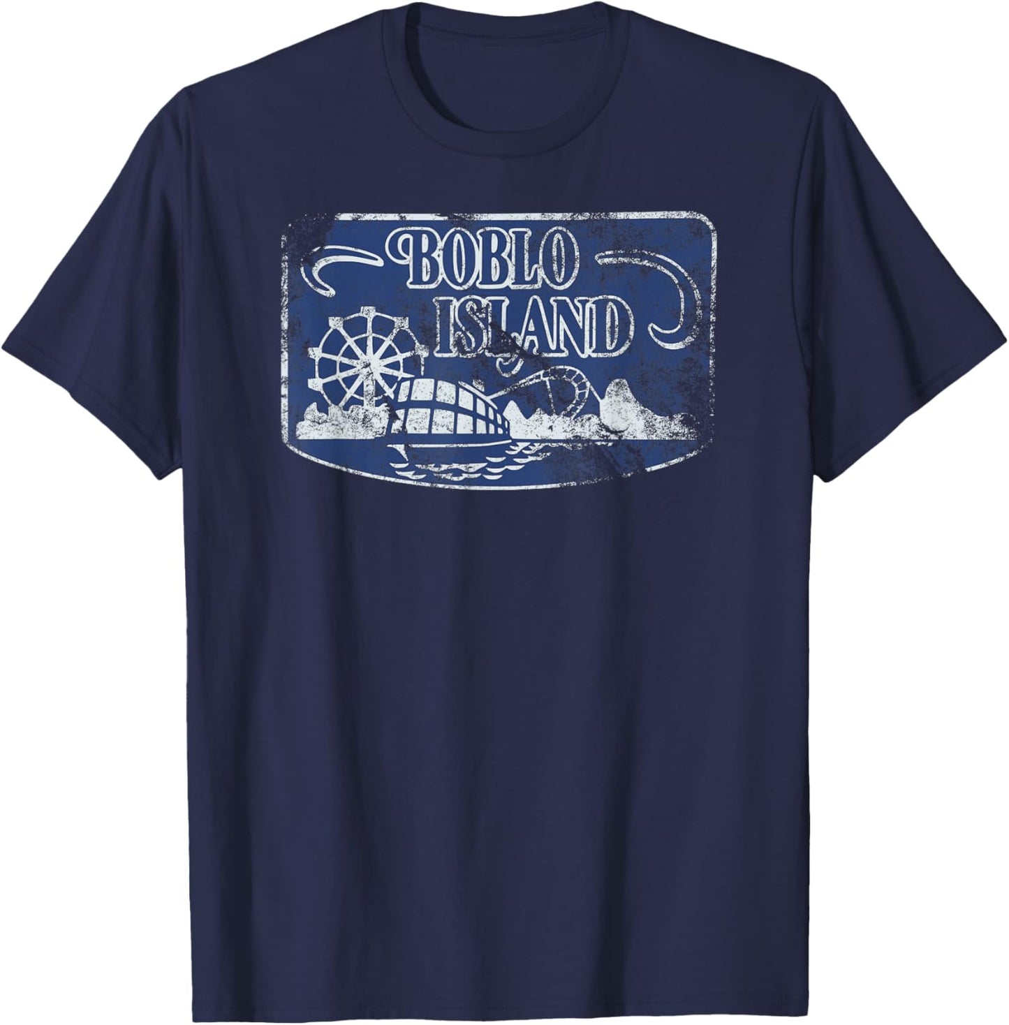 Boblo Island - Detroit - Vintage Distressed Worn Look T-Shirt - T-Shirt | Navy