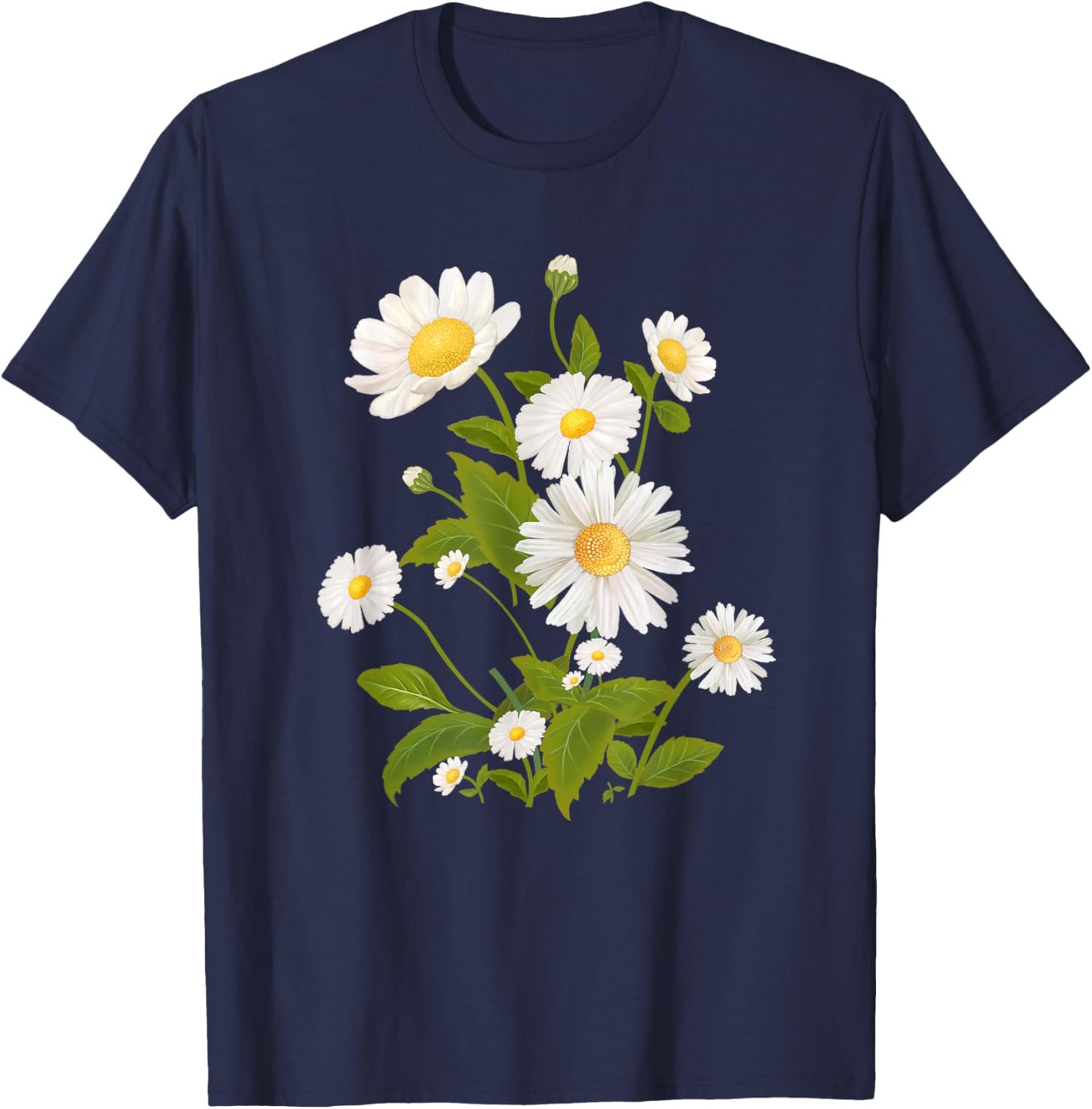 Daisy Print Shirt Marguerite Daisy Flower T-Shirt - T-Shirt | Navy