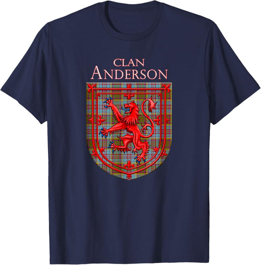 Anderson Tartan Scottish Plaid Lion Rampant T-Shirt - T-Shirt | Navy