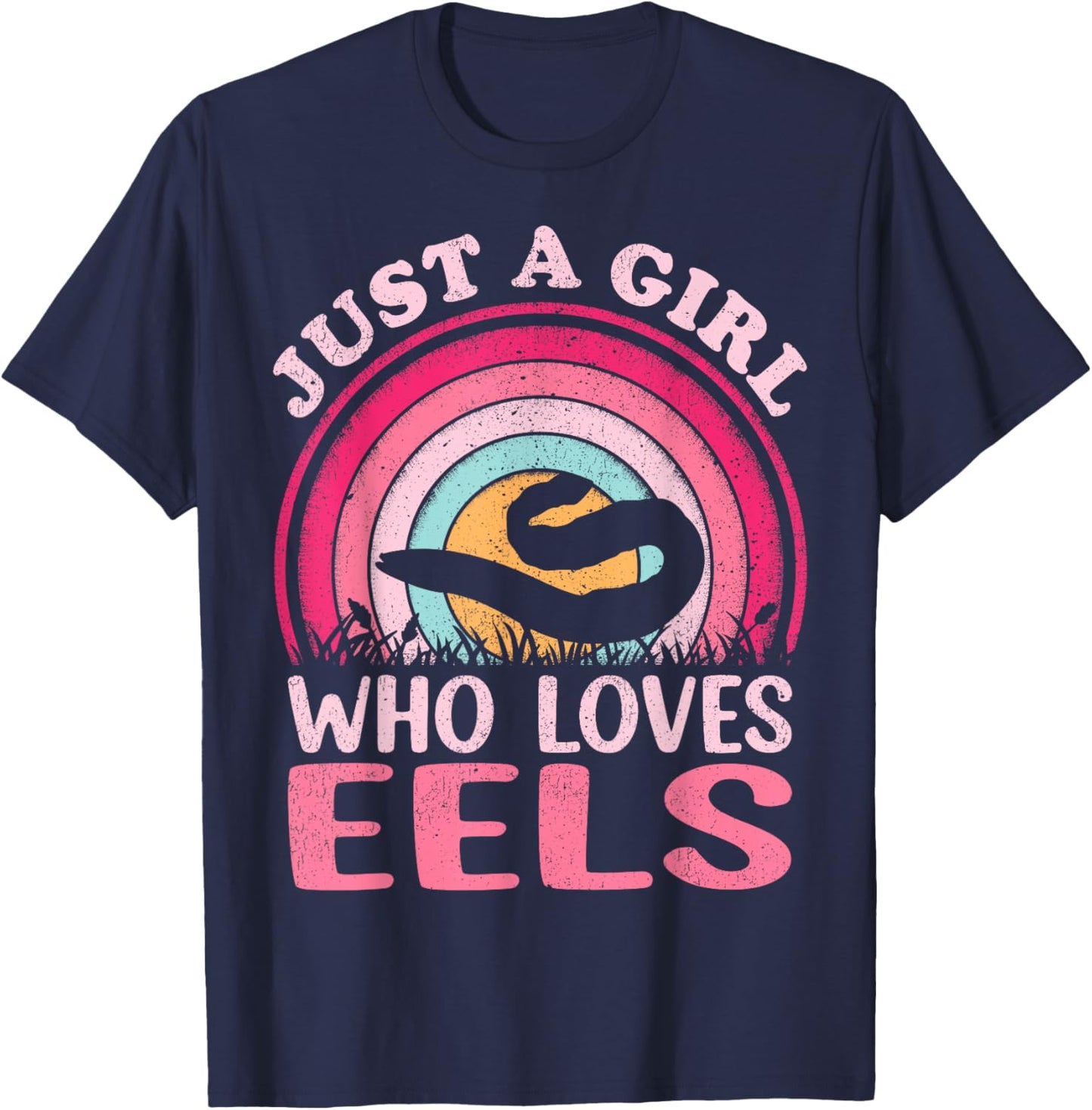 Eel Fish Vintage Retro Just A Girl Who Loves Eels T-Shirt - T-Shirt | Navy