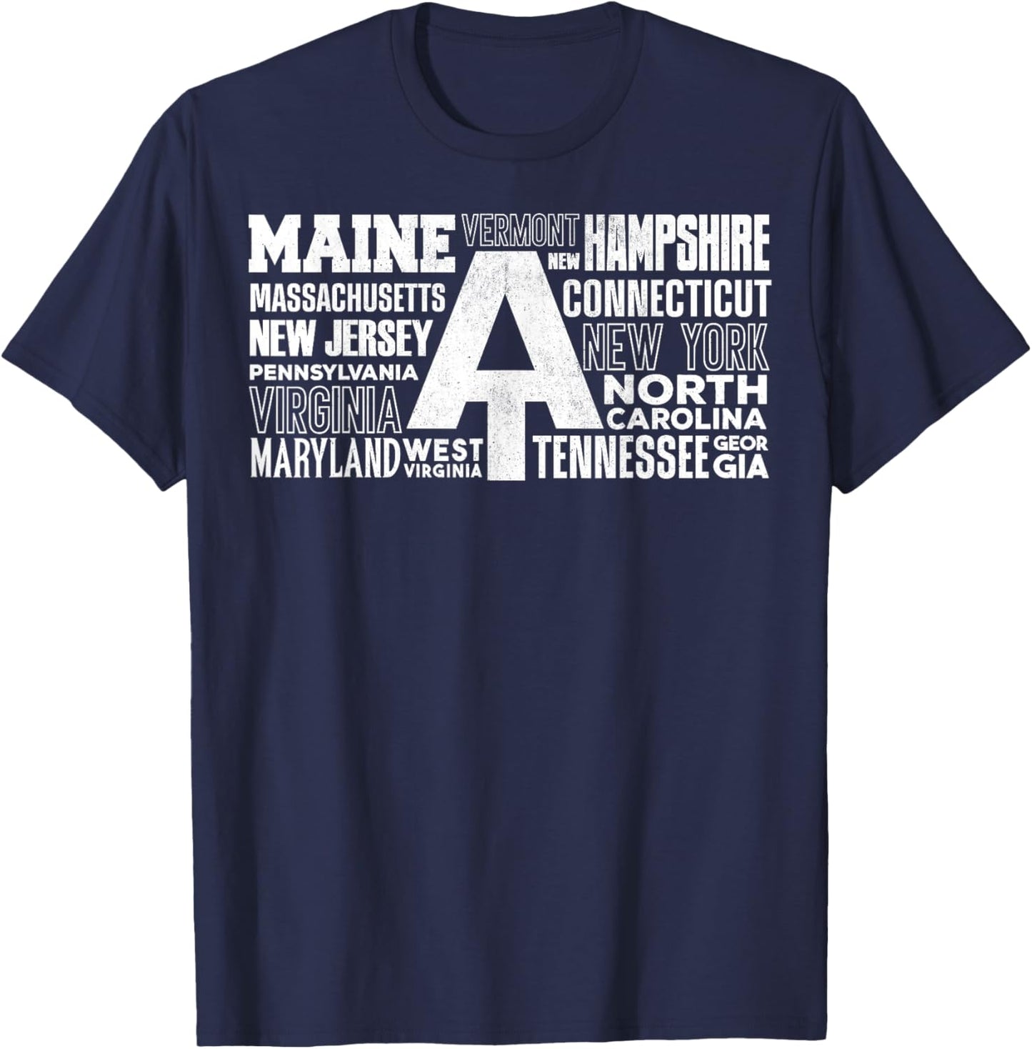 Appalachian Trail Symbol Word Cloud With US Staates T-Shirt - T-Shirt | Navy