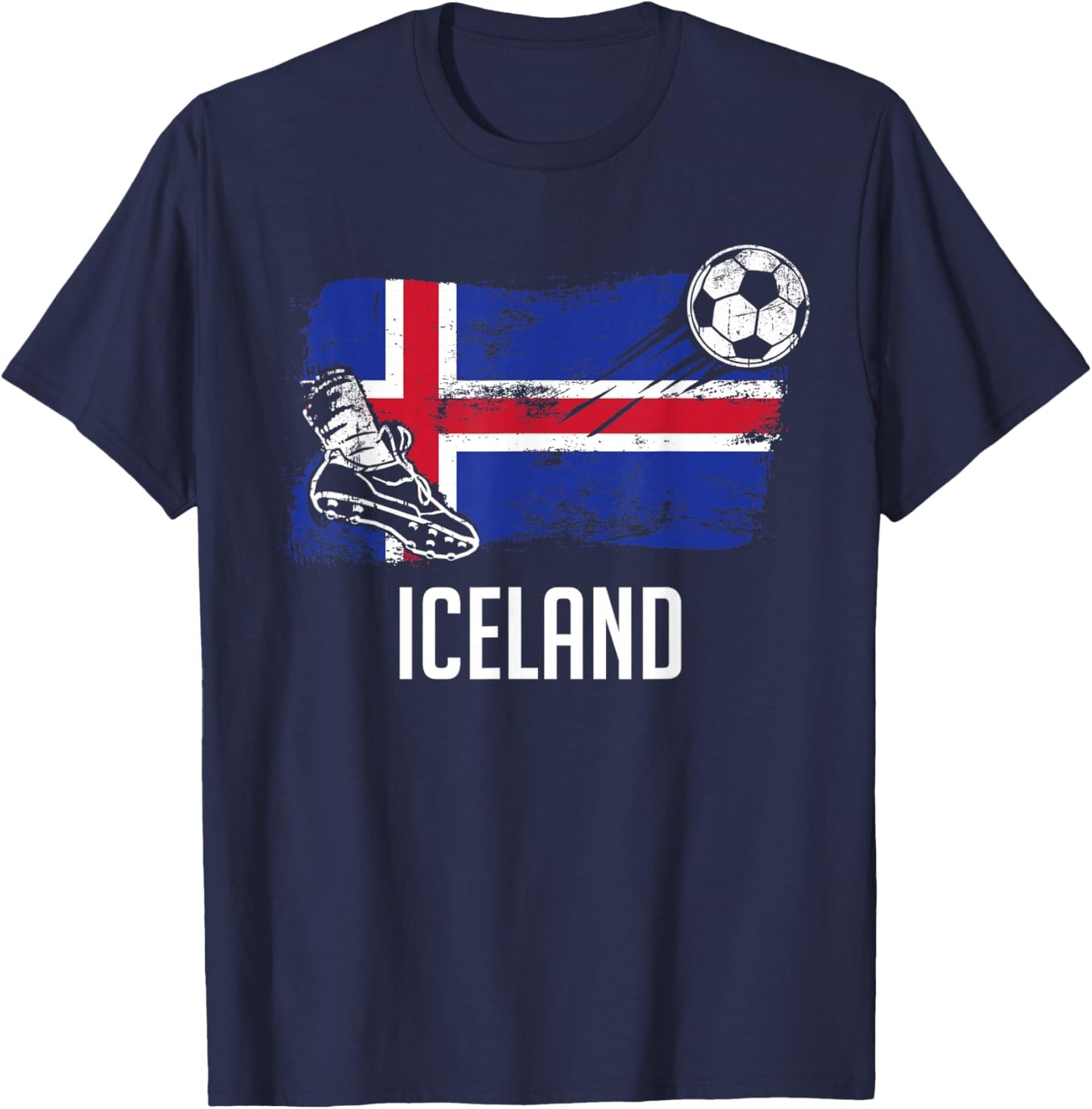 Iceland Flag Jersey Icelandic Soccer Team Icelandic T-Shirt - T-Shirt | Navy