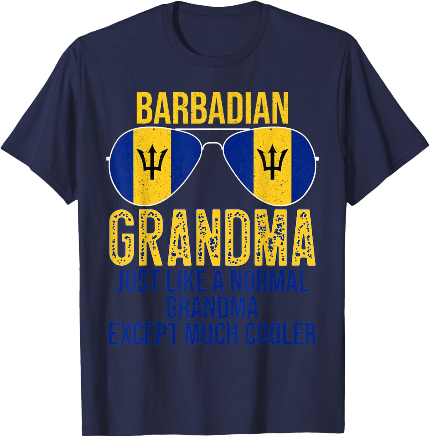 Barbadian Grandma Barbados Flag Sunglasses Mother's Day T-Shirt - T-Shirt | Navy