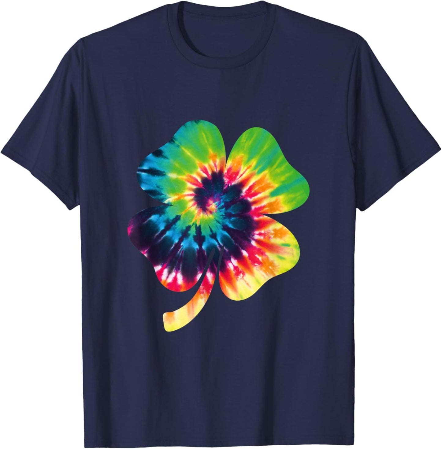 Shamrock Tie Dye Happy St Patrick's Day Hippie Clover T-Shirt - T-Shirt | Navy