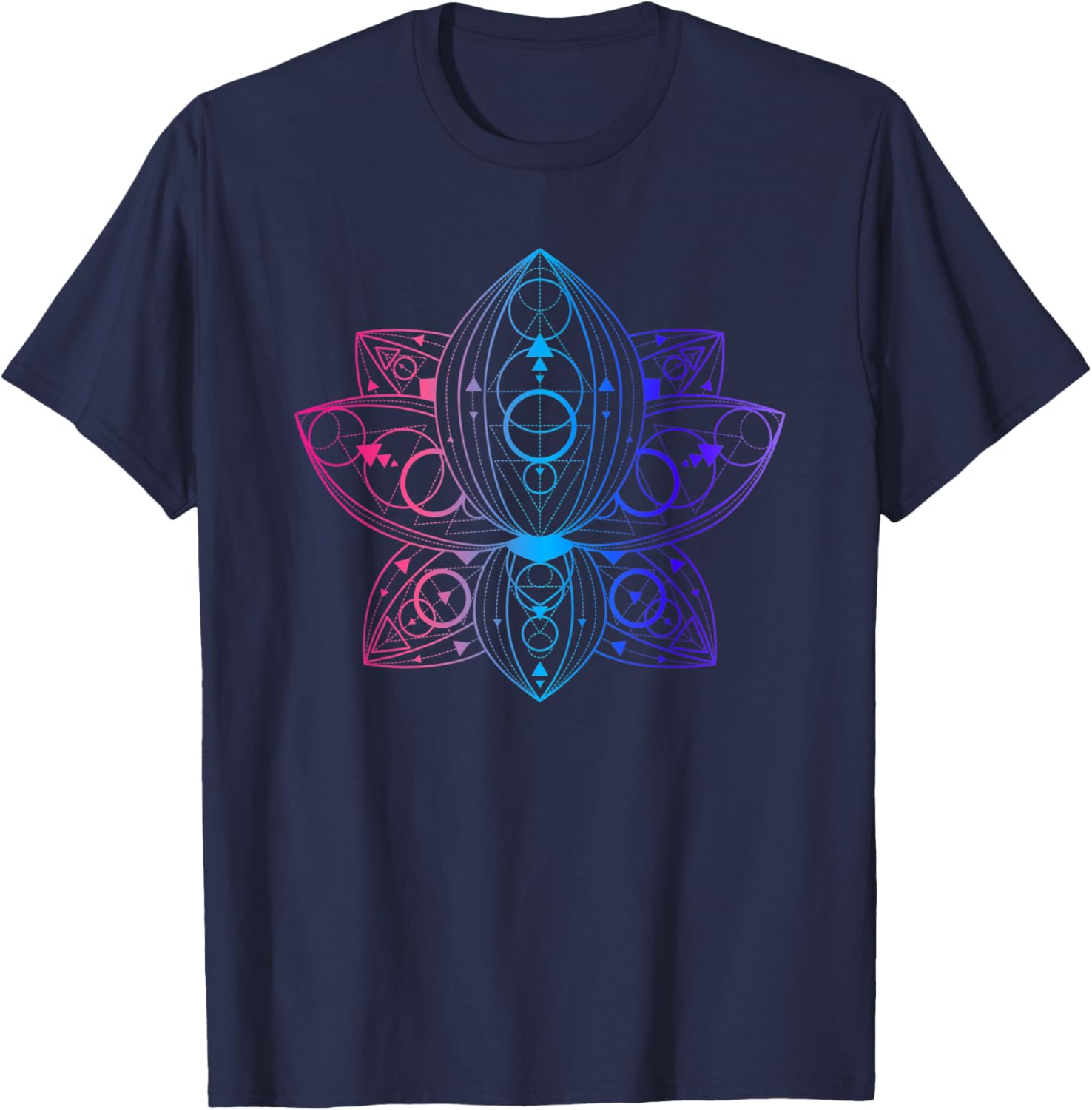 Sacred Geometry Lotus Art Good Vibes Only Yoga T-Shirt - T-Shirt | Navy
