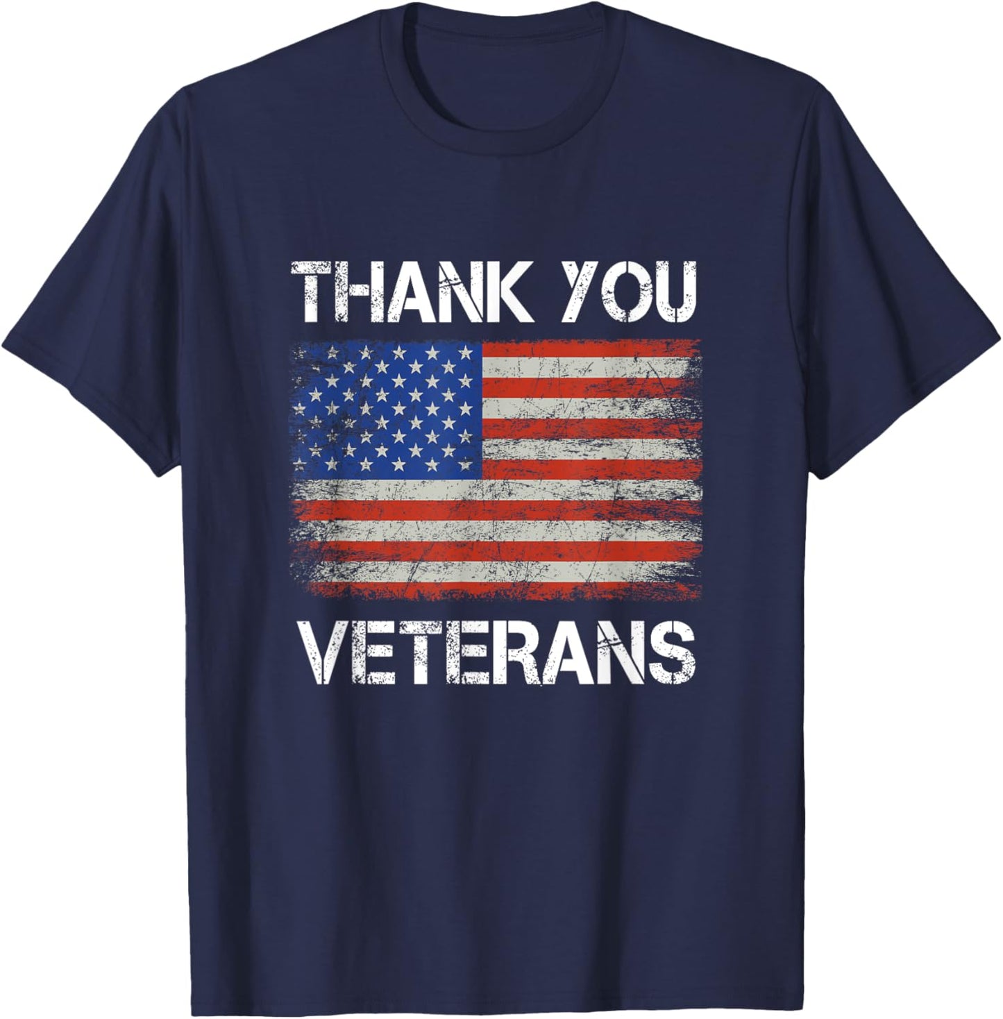 Thank You veterans American Flag - Patriotic Kids Men Women T-Shirt - T-Shirt | Navy