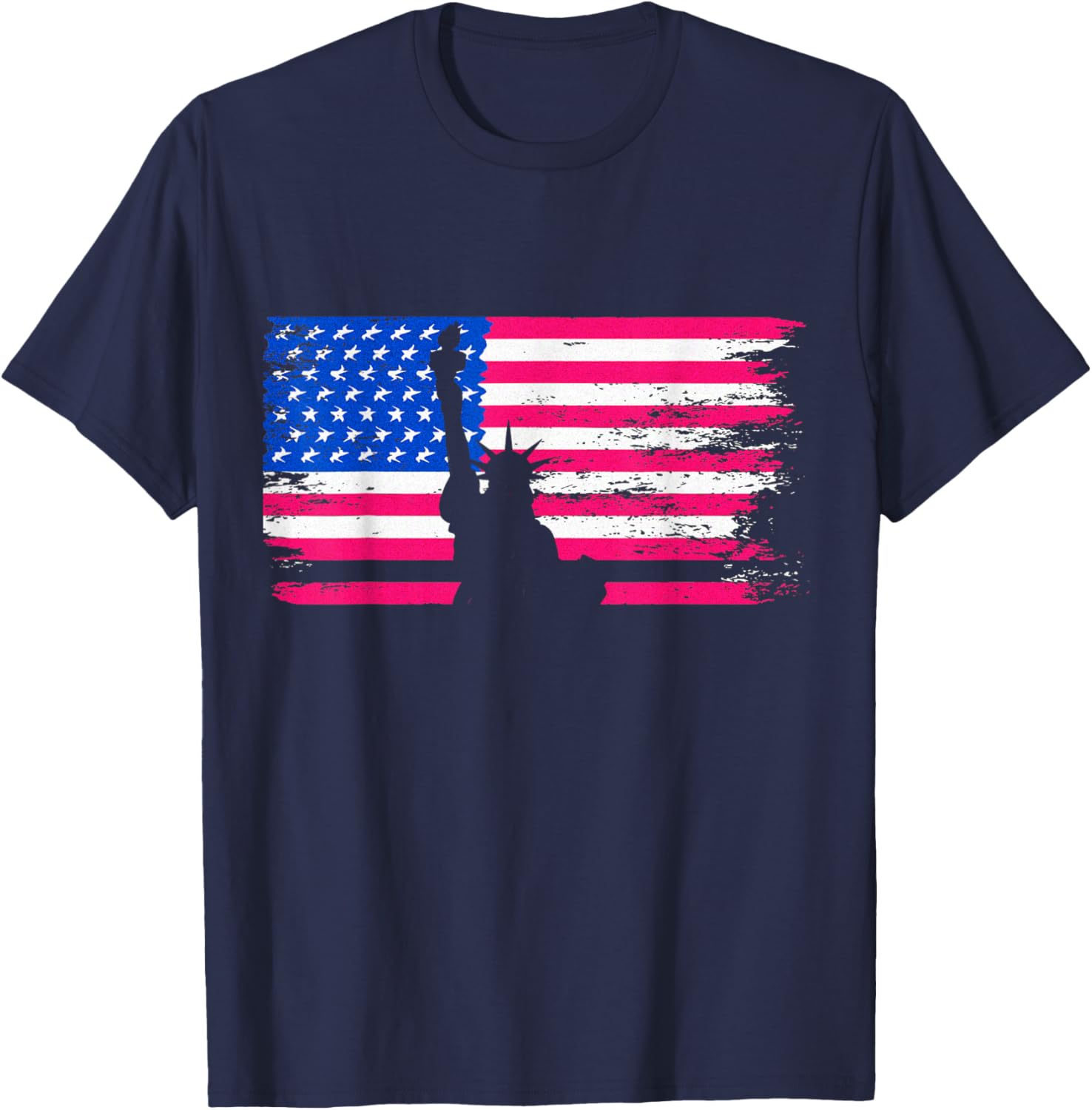 USA American Flag Freedom Patriotic Statue Of Liberty T-Shirt - T-Shirt | Navy