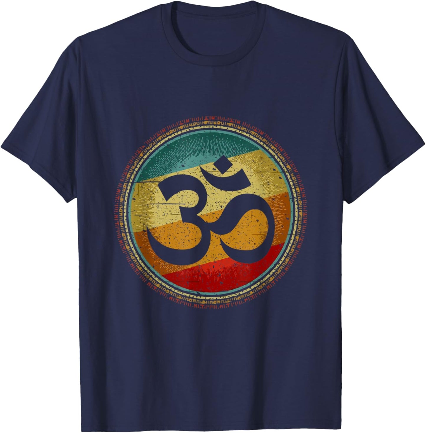 Om Ohm Symbol Retro Vintage 80s Style Meditation Yoga T-Shirt - T-Shirt | Navy