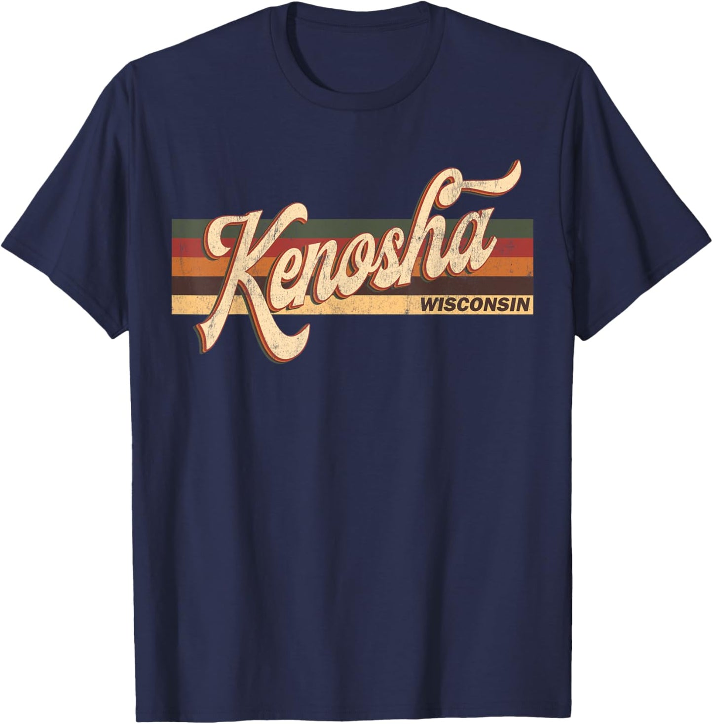 kenosha Wisconsin - Retro 1970's 80'S Style T-Shirt - T-Shirt | Navy