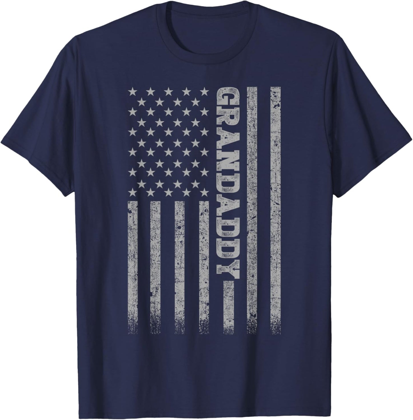 Gifts For Grandaddy Grandaddy American Flag - Men's Adults Classic Fit Short Sleeve Black S T-Shirt - T-Shirt | Navy