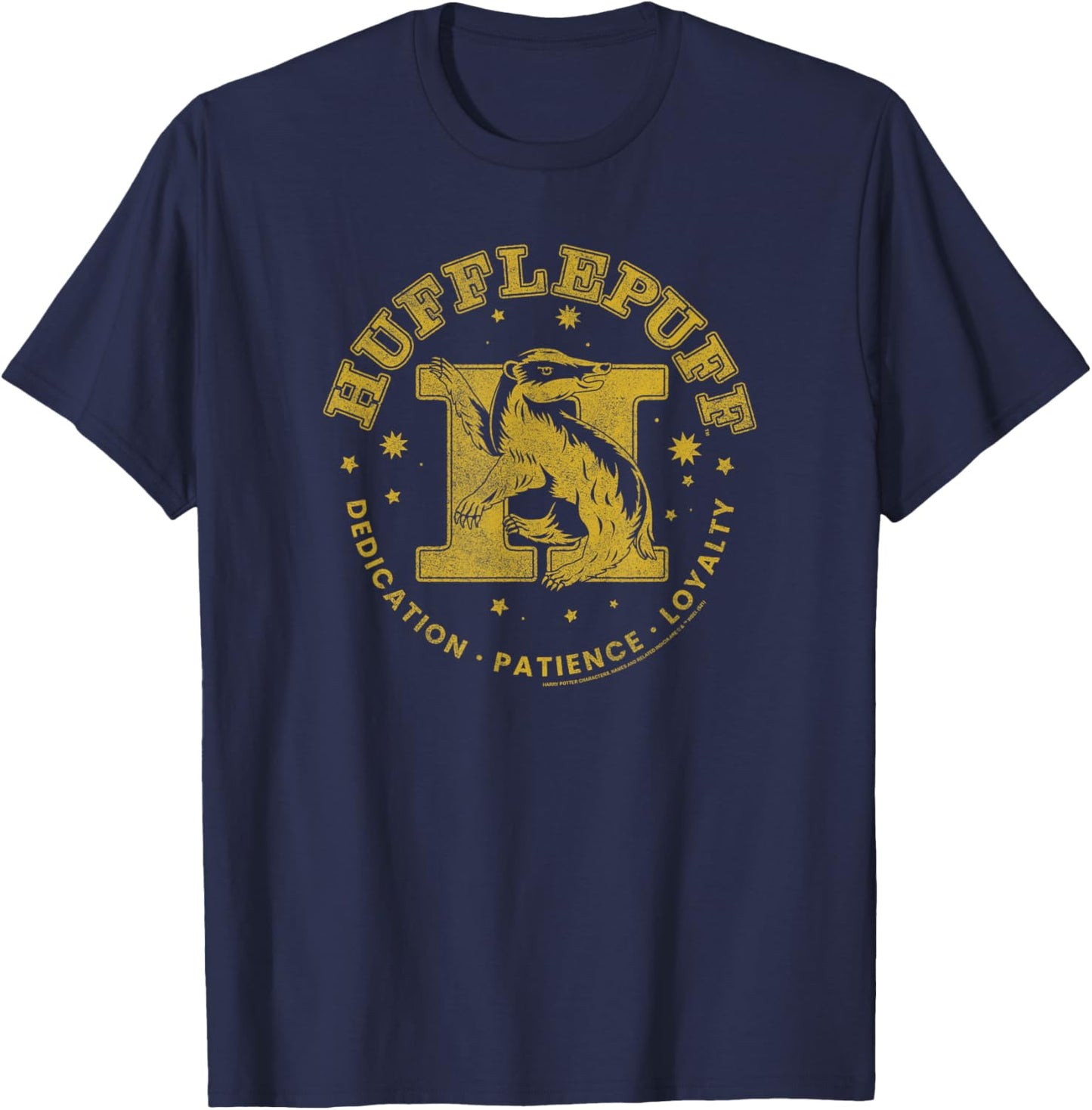 Harry Potter House Hufflepuff Gold Badger Collegiate Logo T-Shirt - T-Shirt | Navy