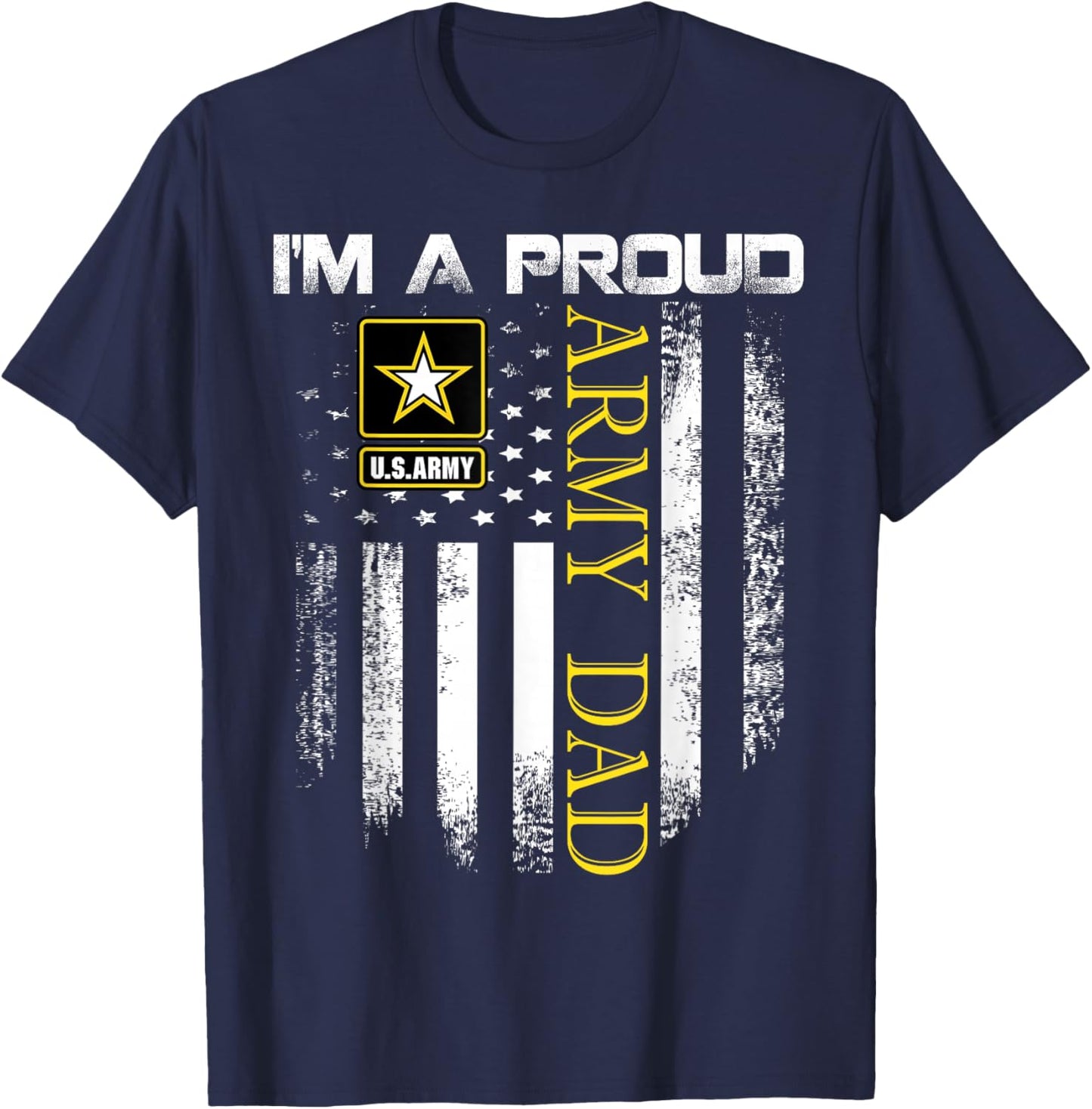 Vintage I'm A Proud Army Dad With American Flag Gift T-Shirt - T-Shirt | Navy