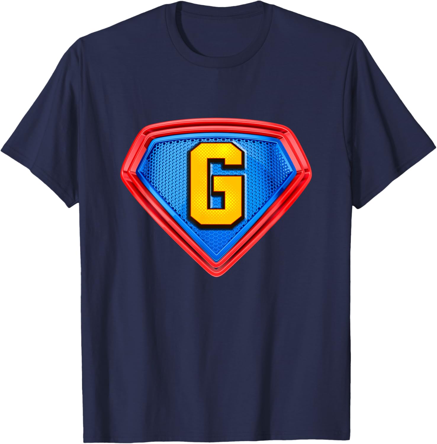 Cool Super G Alphabet Cute Initial Monogram Letter G Graphic T-Shirt - T-Shirt | Navy