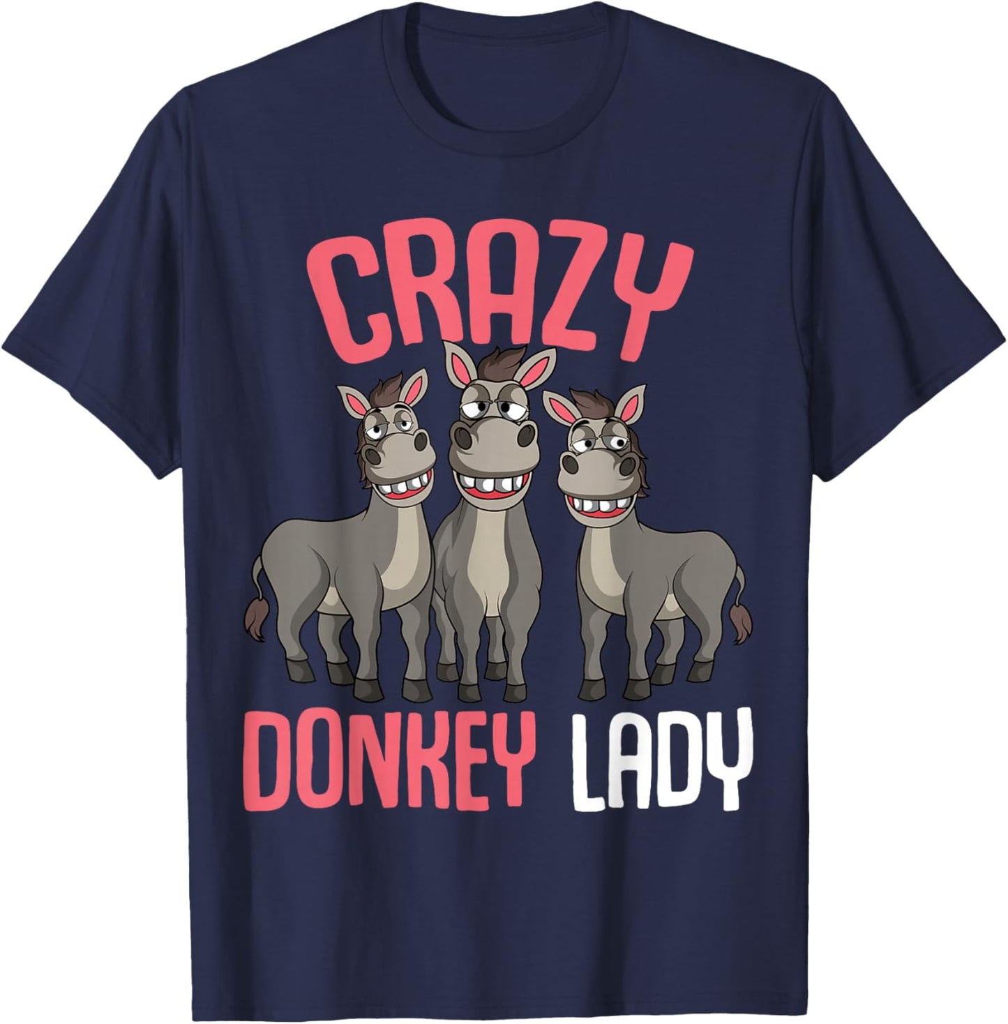 Crazy Donkey Lady Donkey Lover Women T-Shirt - T-Shirt | Navy