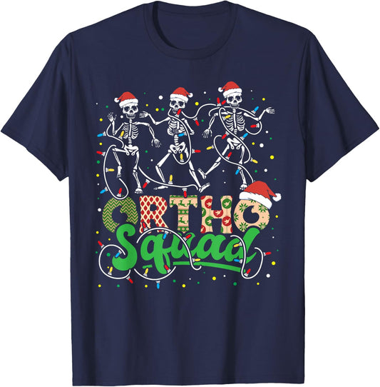 Ortho Squad Christmas Skeleton Orthopedic Nurse Life Xmas T-Shirt - T-Shirt | Navy
