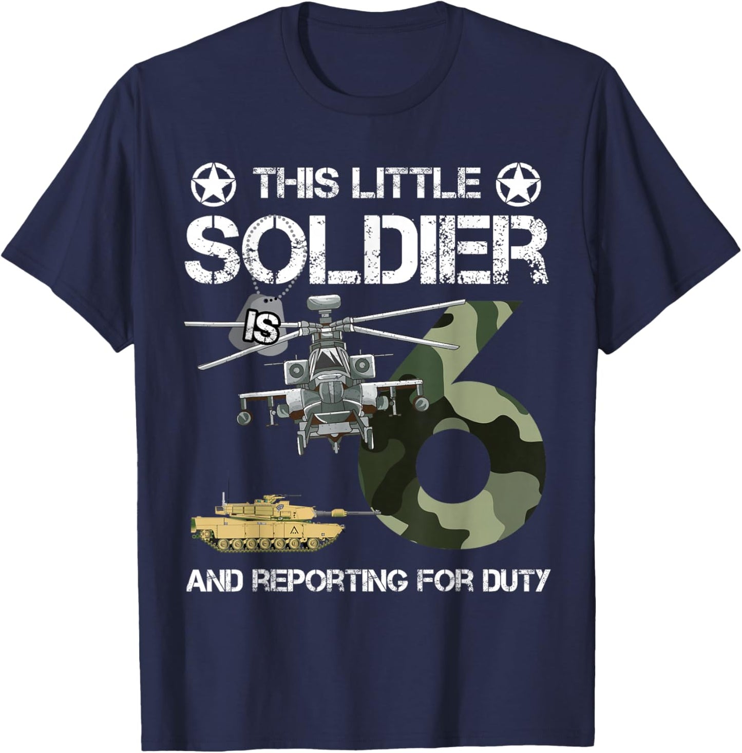 6 Year Old Soldier Camo Army Birthday Themed Military Family T-Shirt - T-Shirt | Navy