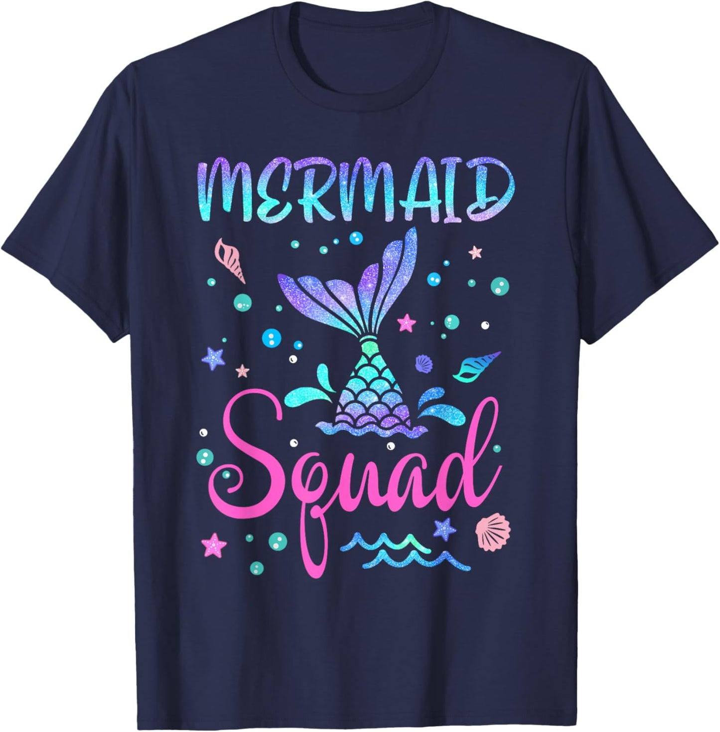 Mermaid Squad Of The Birthday Mermaid Tail Family Matching T-Shirt - T-Shirt | Navy