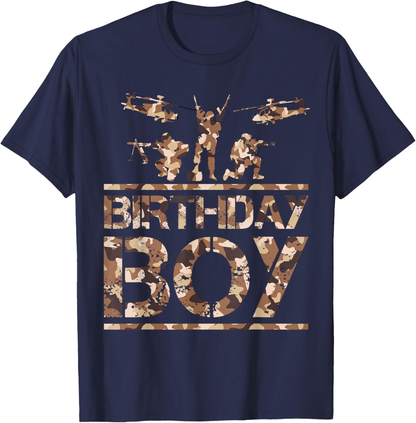Birthday Boy Army Birthday Party Decoration Military Camo T-Shirt - T-Shirt | Navy