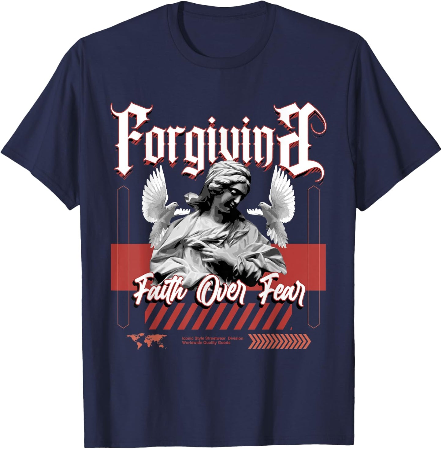 Faith Over Fear Dune Red 13s Matching Women T-Shirt - T-Shirt | Navy