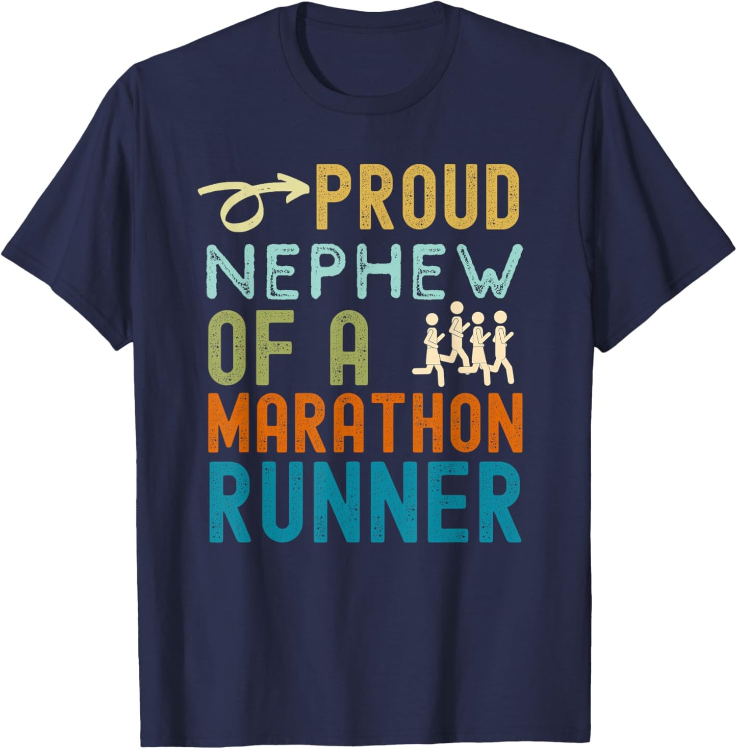 Proud Nephew of a marathon runner retro vintage distressed T-Shirt - T-Shirt | Navy