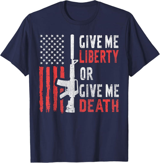 American Eagle Give Me Liberty Or Give Me Death 4th of July T-Shirt - T-Shirt | Navy