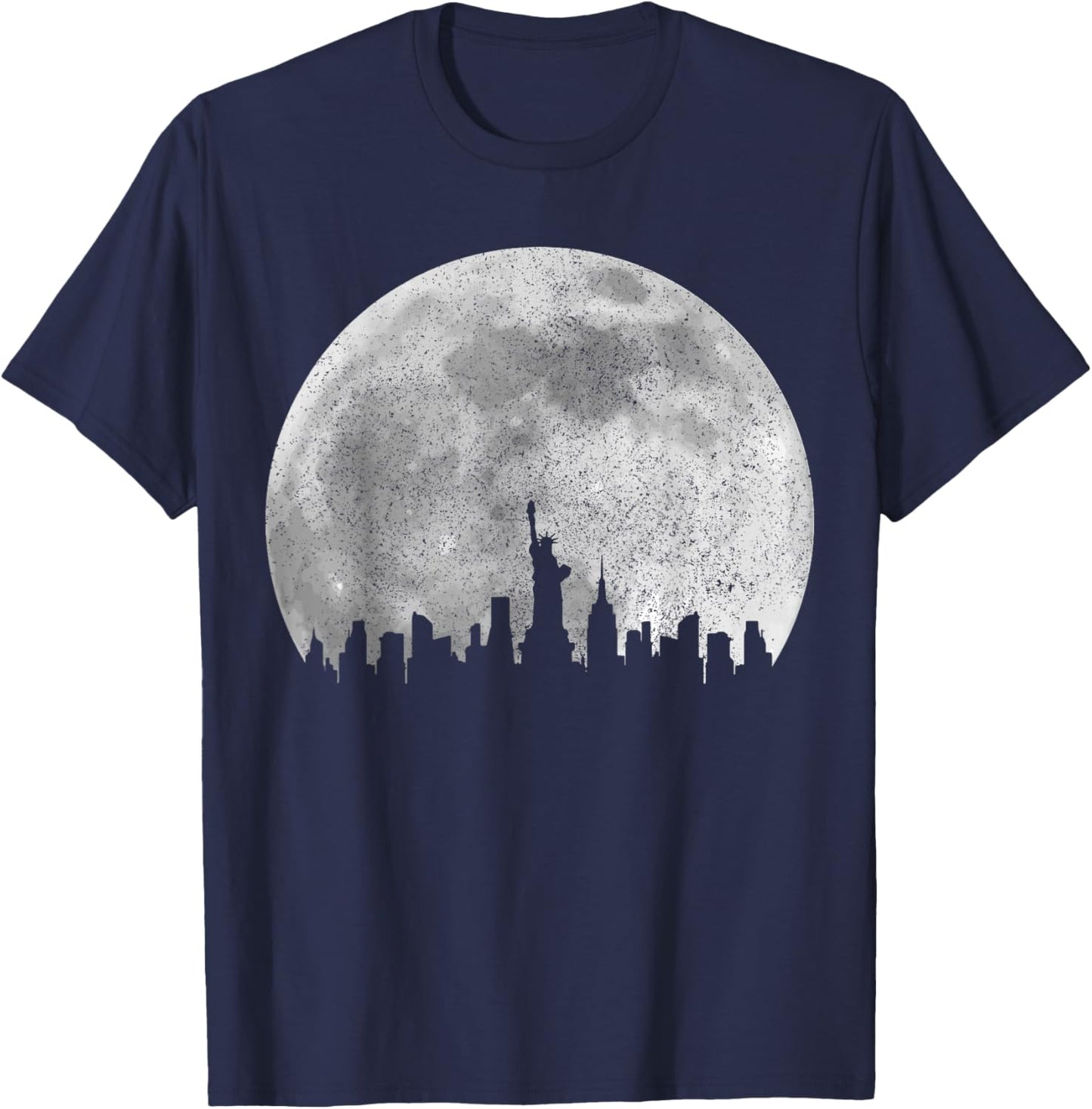 New York City NYC NY Skyline Moon Pride Vintage T-Shirt - T-Shirt | Navy