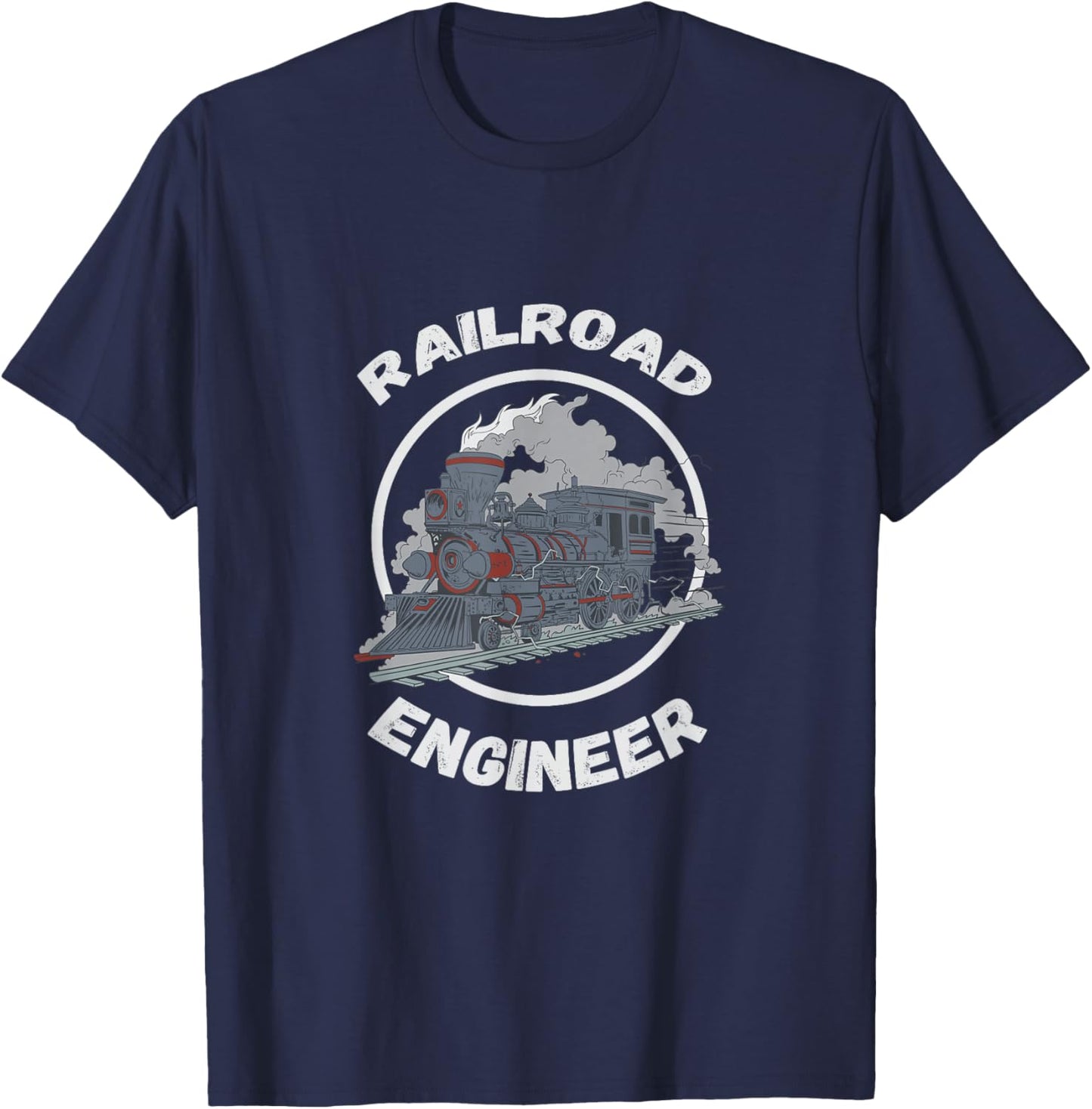 Railroad Engineer Train Lover Railway Worker Model Train T-Shirt - T-Shirt | Navy