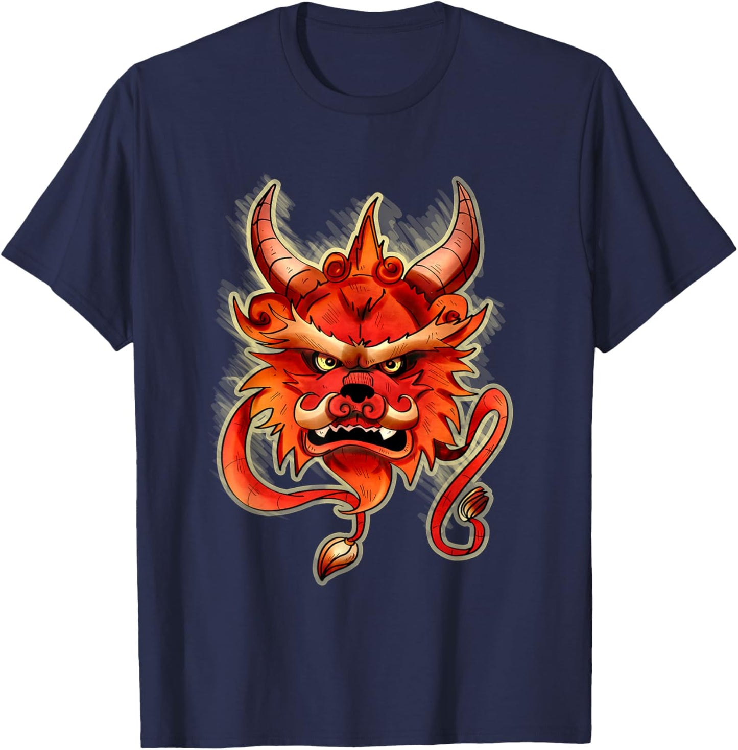 Aesthetic Fierce Gothic Dragon Face Mythical Grunge Monster T-Shirt - T-Shirt | Navy
