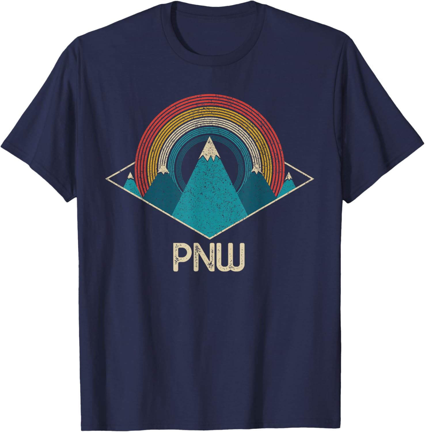 PNW Pacific Northwest Mountains Hiking Camping Vintage T-Shirt - T-Shirt | Navy