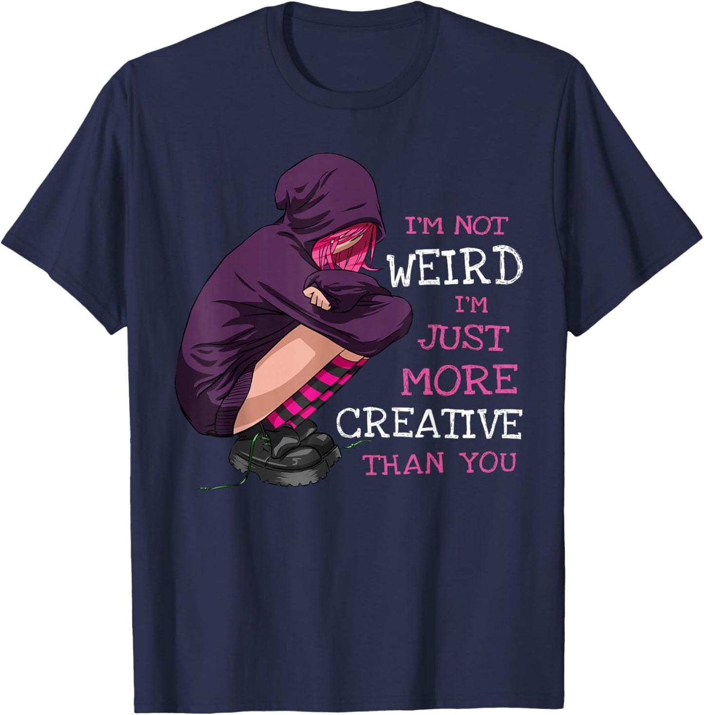 Anime Girl Anime Clothing Kawaii Pastel Goth Girl Not Weird T-Shirt - T-Shirt | Navy