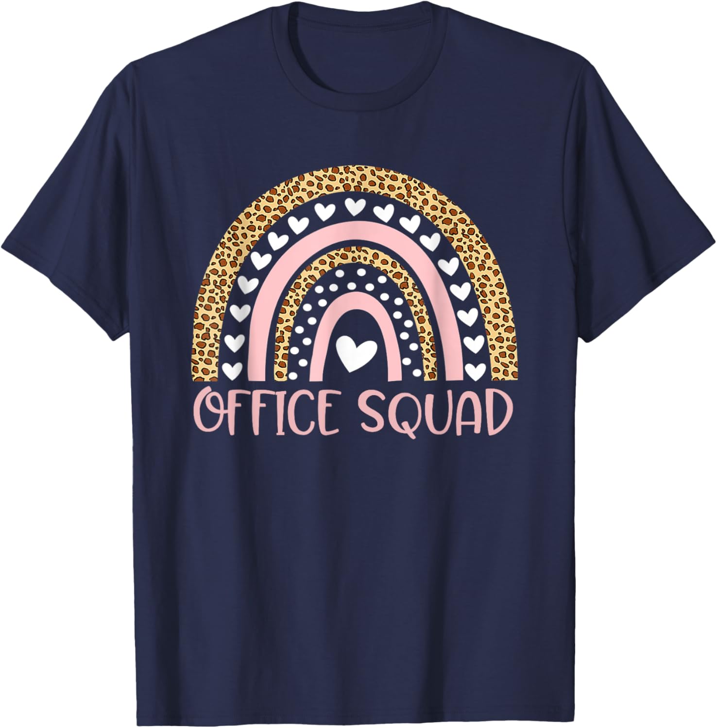 Office Squad Rainbow Leopard - Admin Staff School Secretary T-Shirt - T-Shirt | Navy