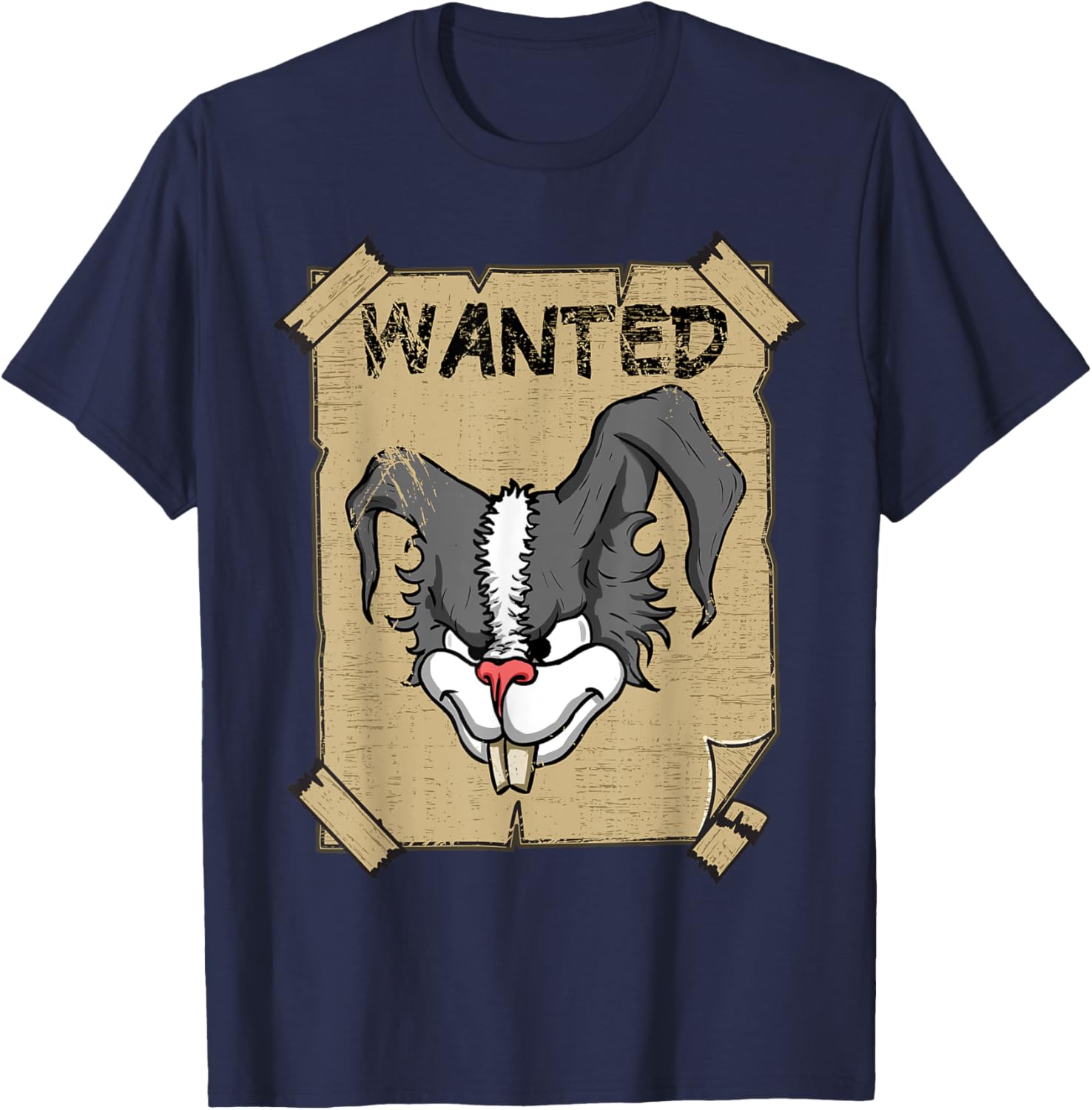Funny Wanted Bad Rabbit Retro Wanted Poster Angry Bunny T-Shirt - T-Shirt | Navy