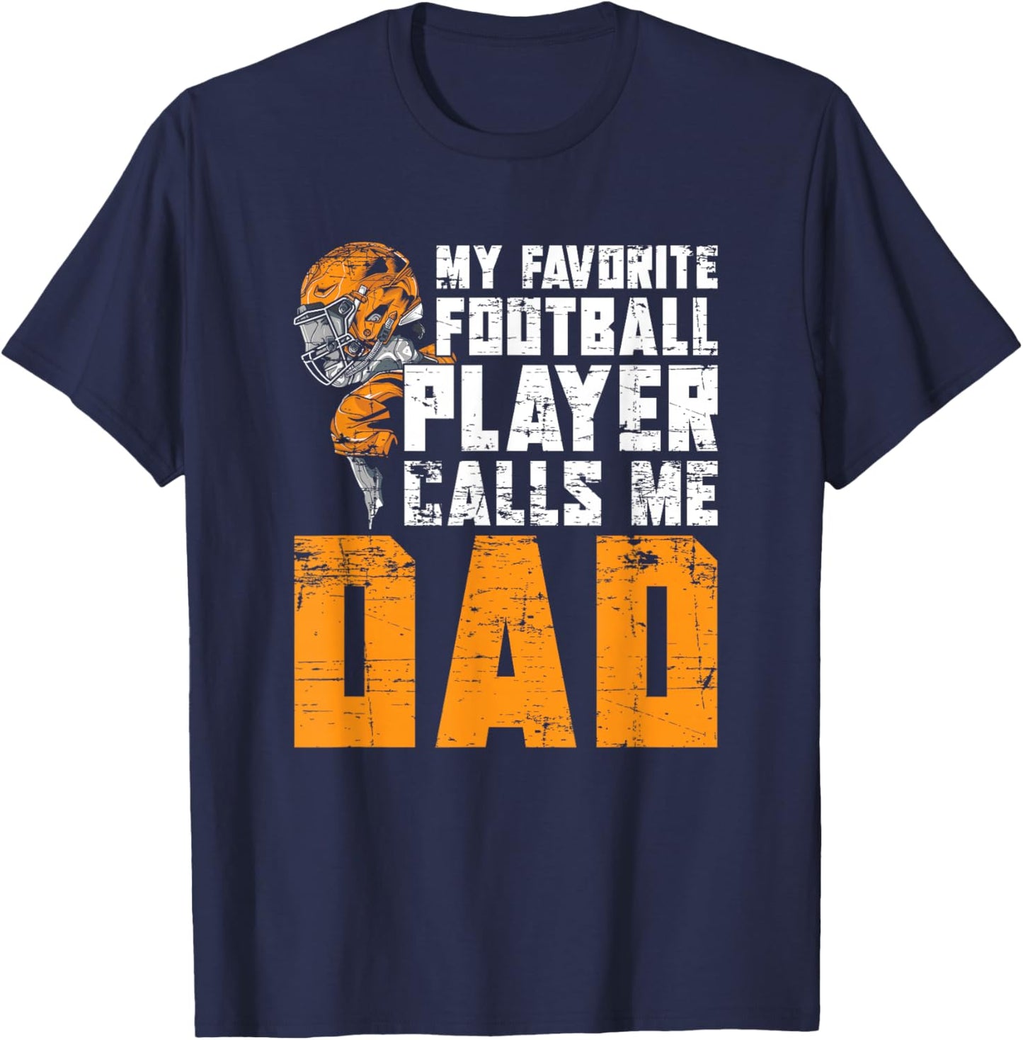 Fathers Day Football Player Dad American Sport Football T-Shirt - T-Shirt | Navy