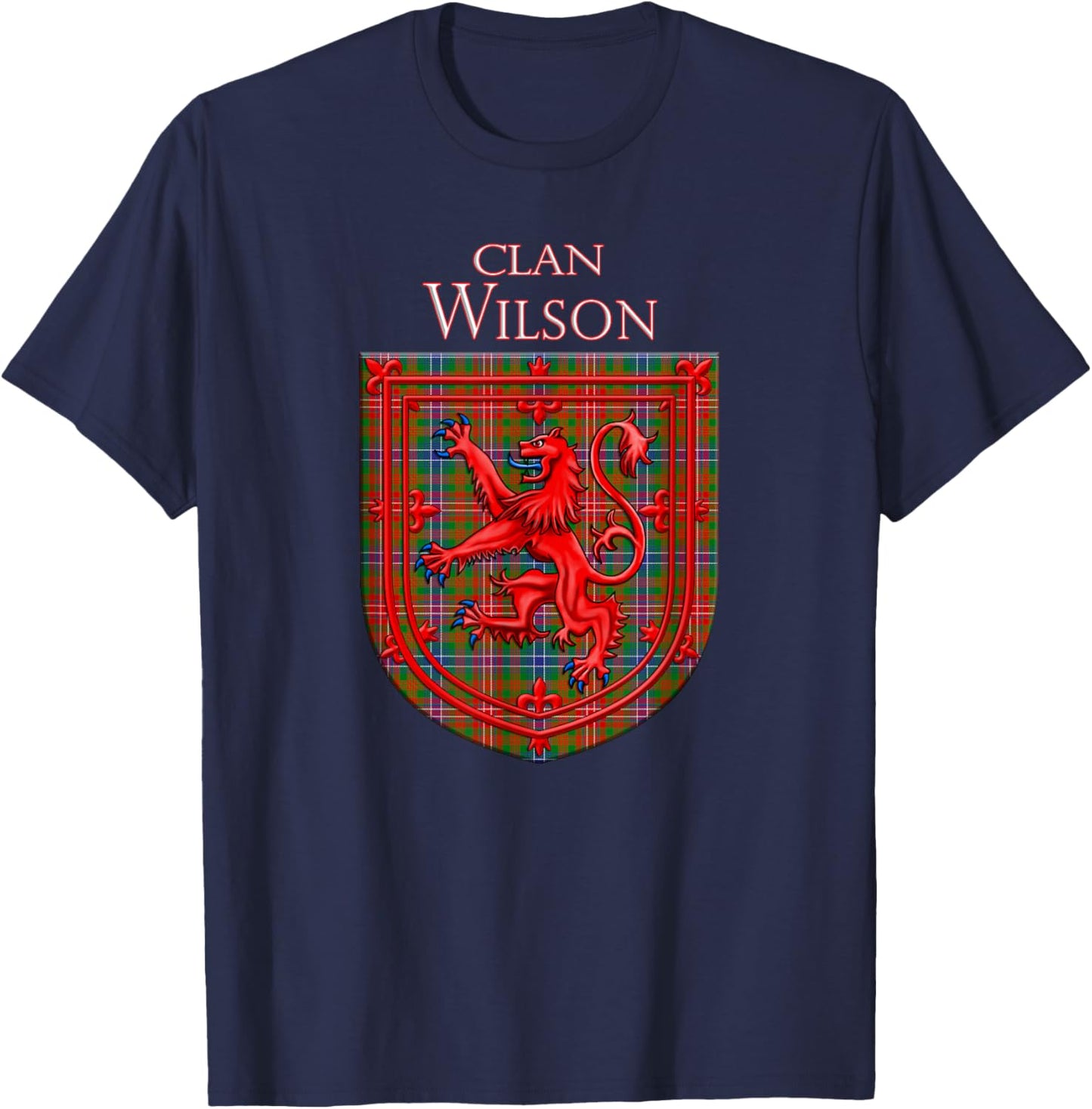 Wilson Tartan Scottish Plaid Lion Rampant T-Shirt - T-Shirt | Navy