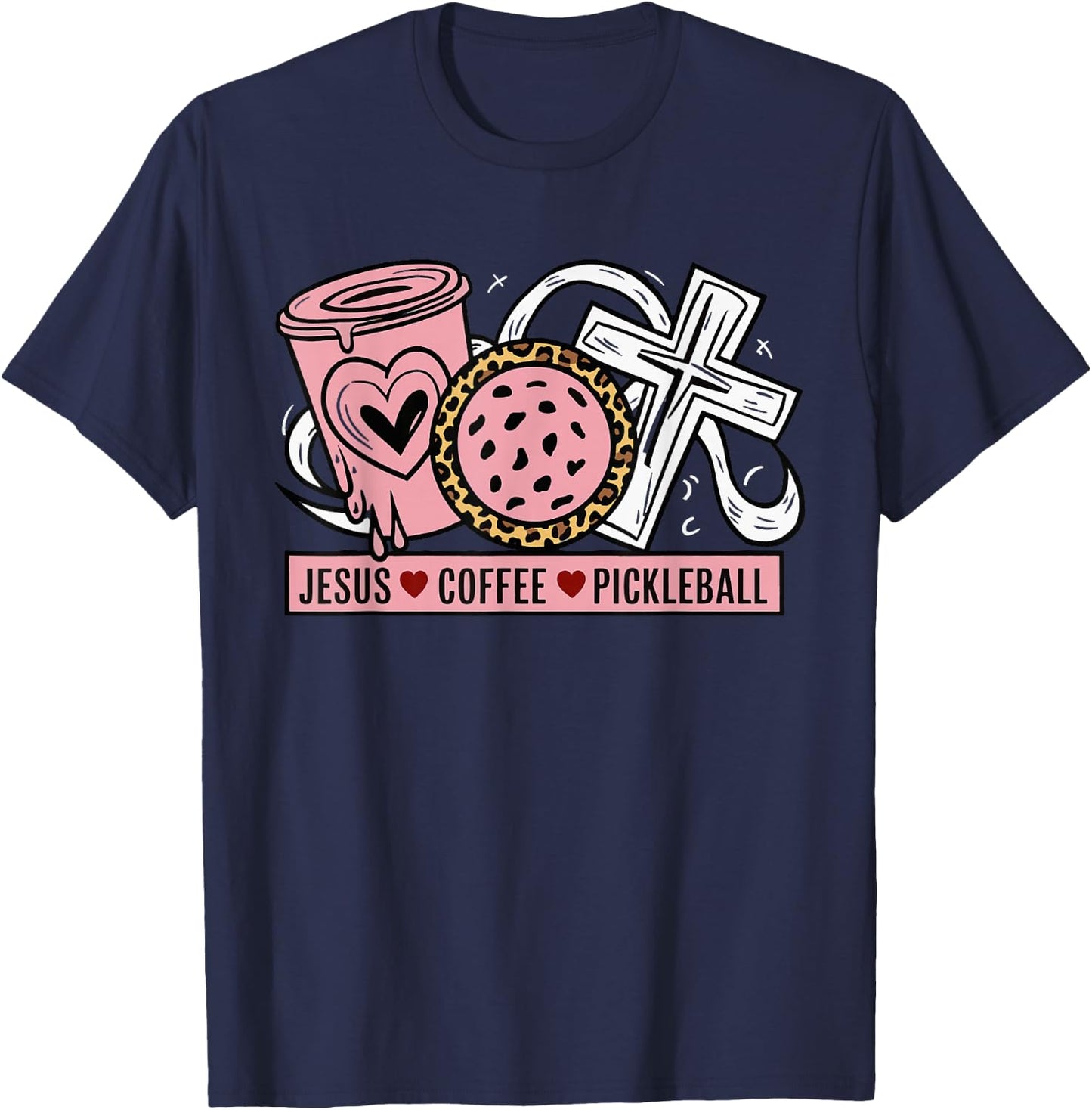 Jesus Coffee Pickleball T-Shirt - T-Shirt | Navy