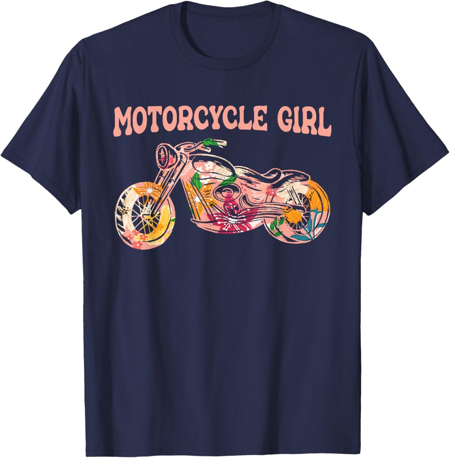 Motorcyclist Biker Girl - Motorcycle T-Shirt - T-Shirt | Navy