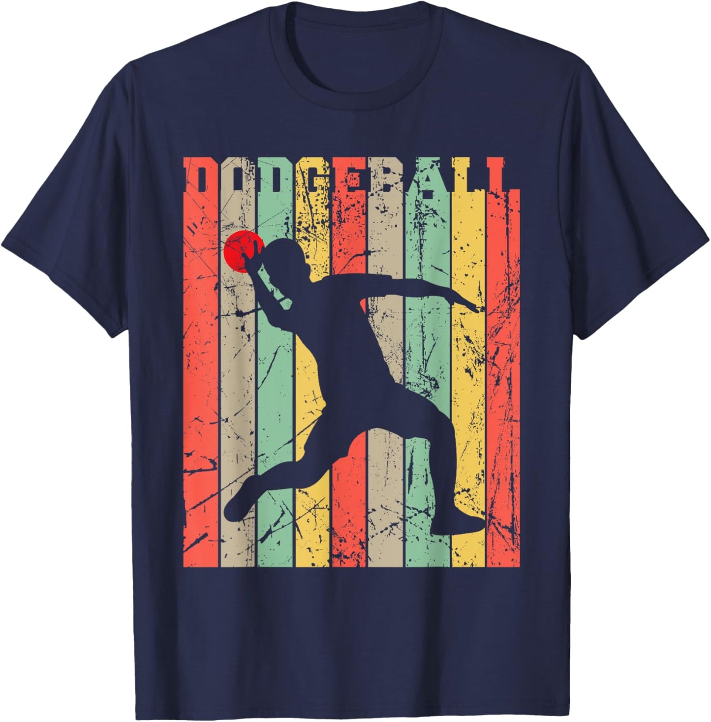 Retro Dodgeball Player Ball Game Dodgeballer T-Shirt - T-Shirt | Navy