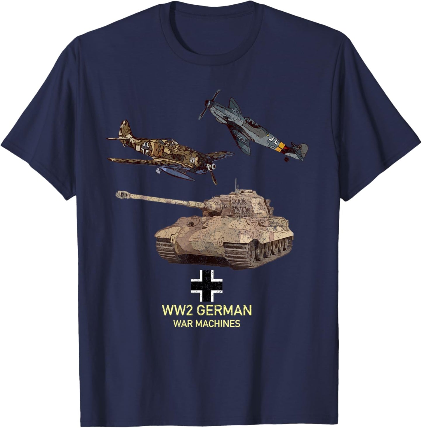 WW2 German Warbirds Tanks Panzer T-Shirt - T-Shirt | Navy