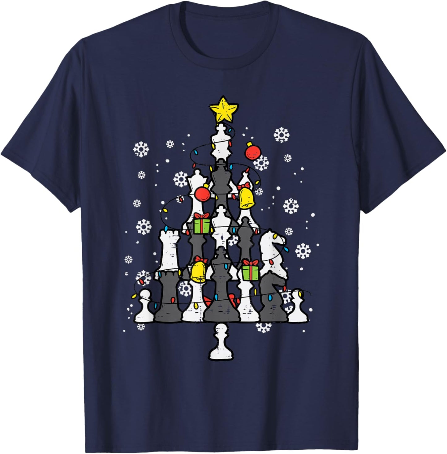 Chess Christmas Tree Xmas Pajamas PJs Chess Player T-Shirt - T-Shirt | Navy