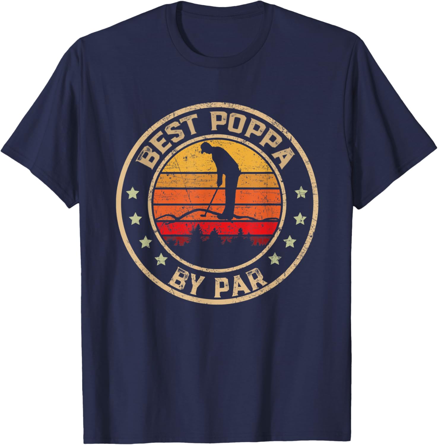 Vintage Best Poppa by Par Shirt Fathers Day Golfing T-Shirt - T-Shirt | Navy