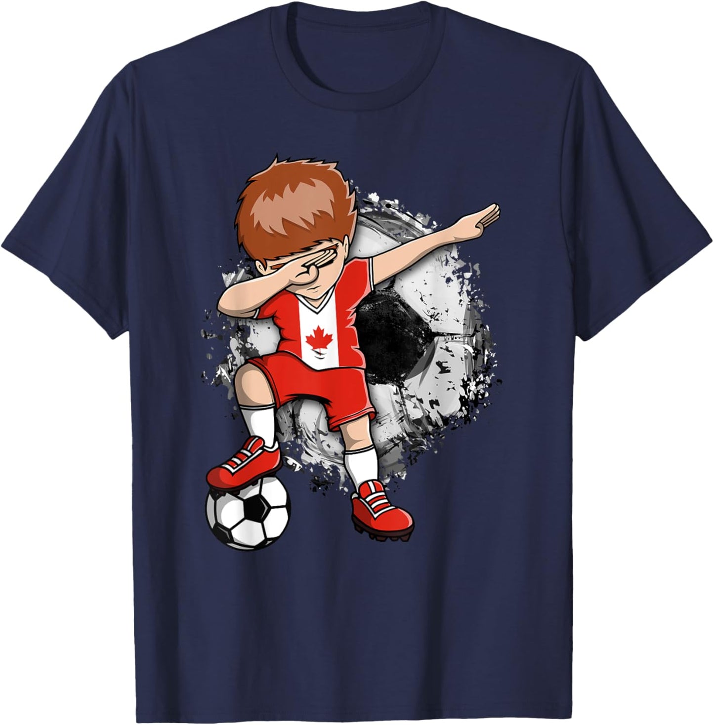 Dabbing Soccer Boy - Canada Jersey Canadian Soccer Fans T-Shirt - T-Shirt | Navy