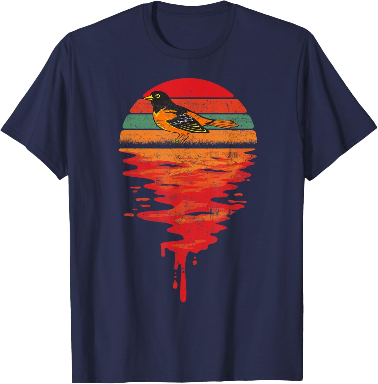 Retro Sunset Vintage Baltimore Oriole T-Shirt - T-Shirt | Navy