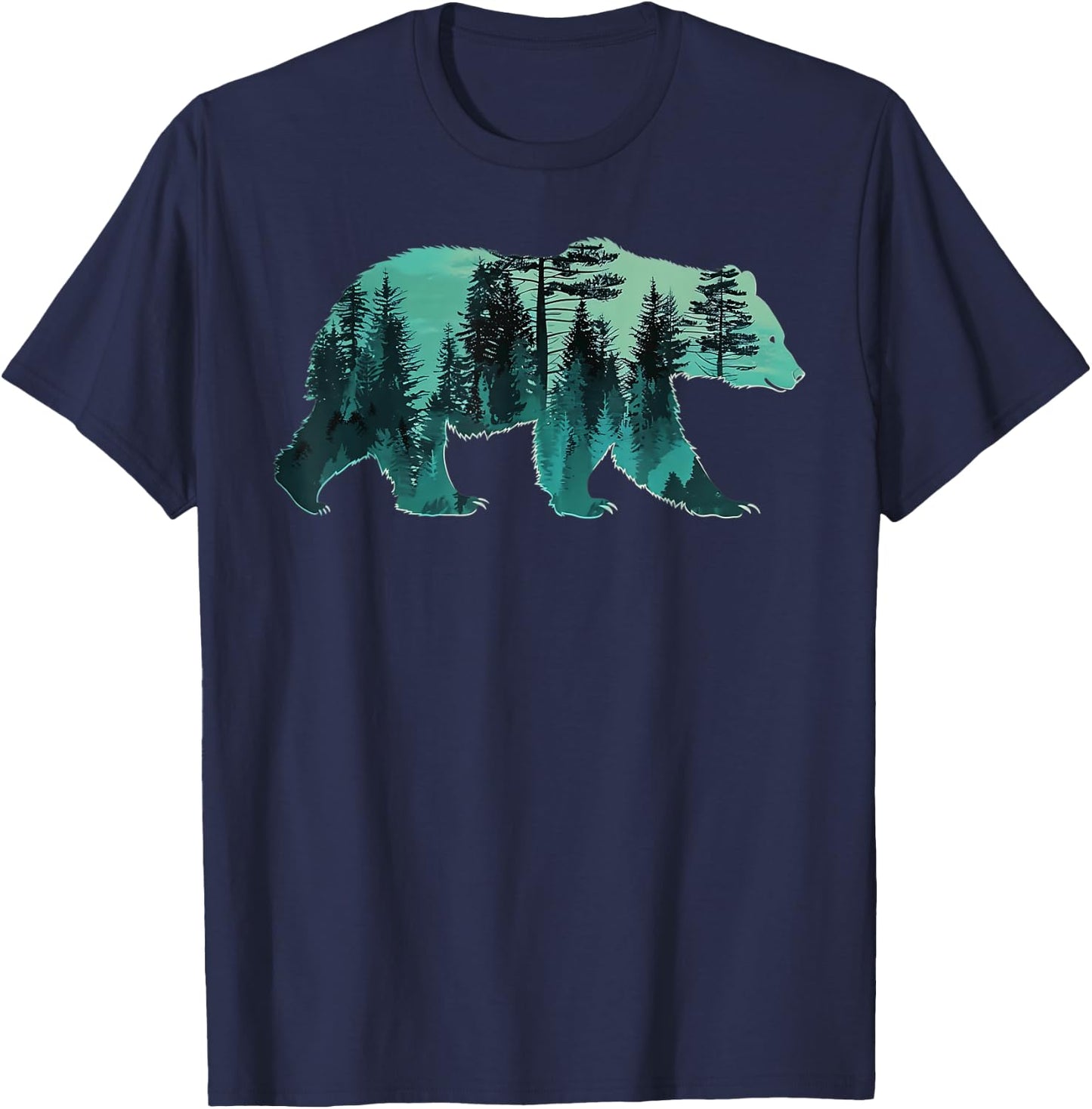 Nature Forest Mountains Trees Wildlife Animal for Camper T-Shirt - T-Shirt | Navy