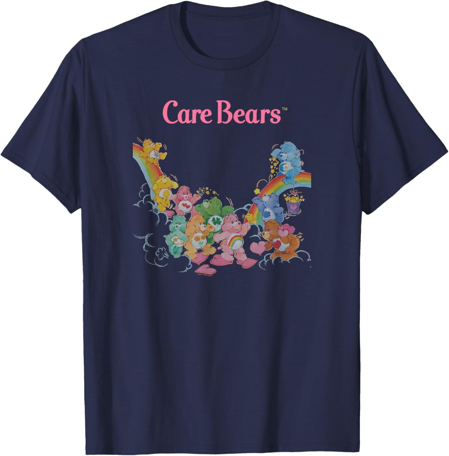 Care Bears Vintage Classic Rainbow Group Heart Poster T-Shirt - T-Shirt | Navy