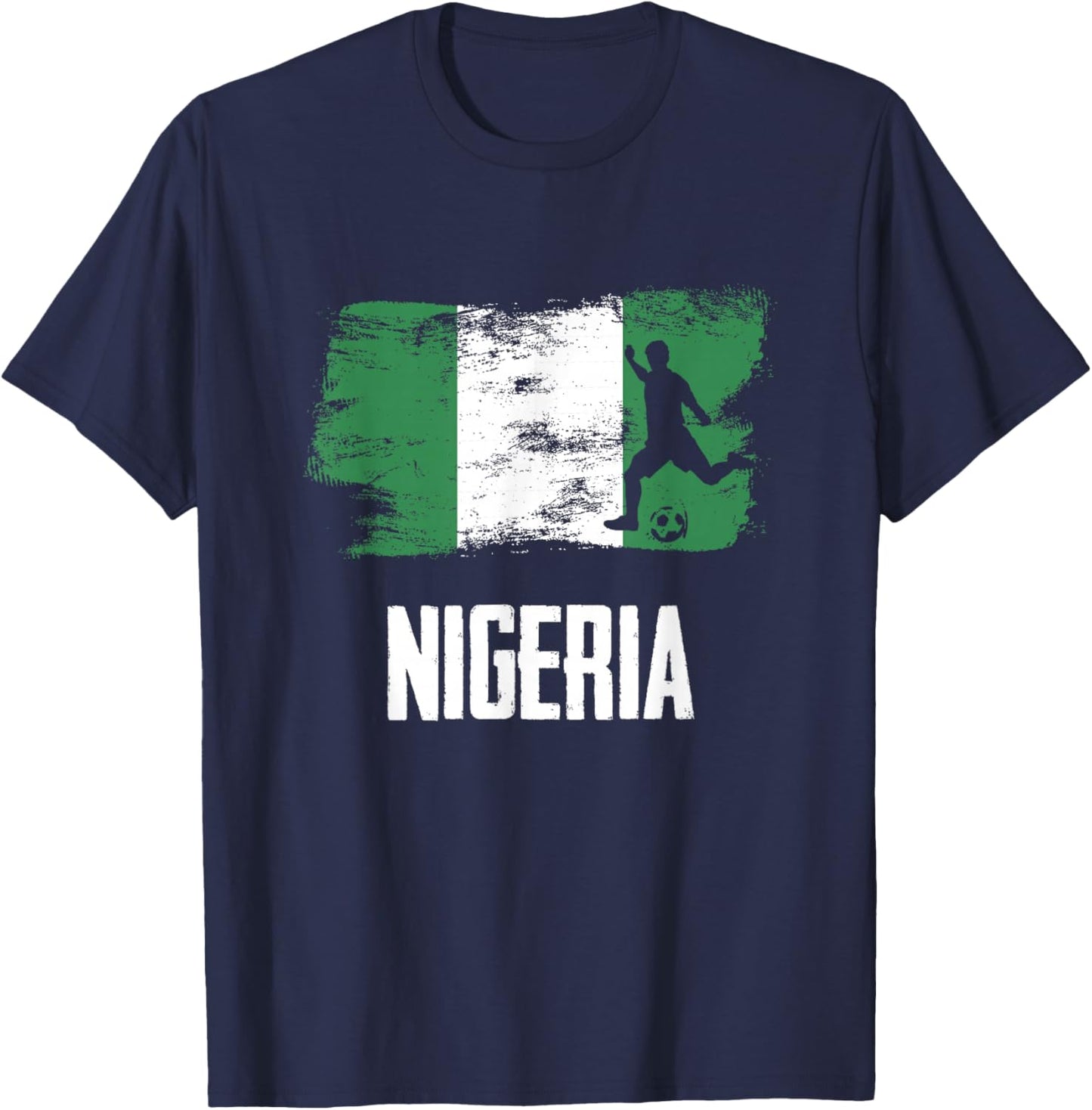 Nigeria Flag Jersey Nigerian Soccer Team Nigerian T-Shirt - T-Shirt | Navy