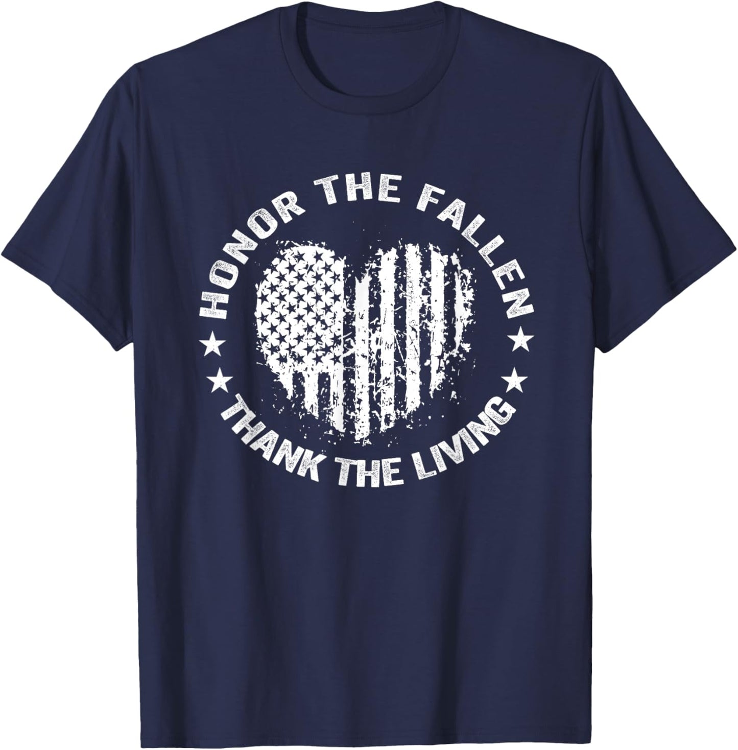 Honor The Fallen Thank The Living Heart Memorial Day T-Shirt - T-Shirt | Navy